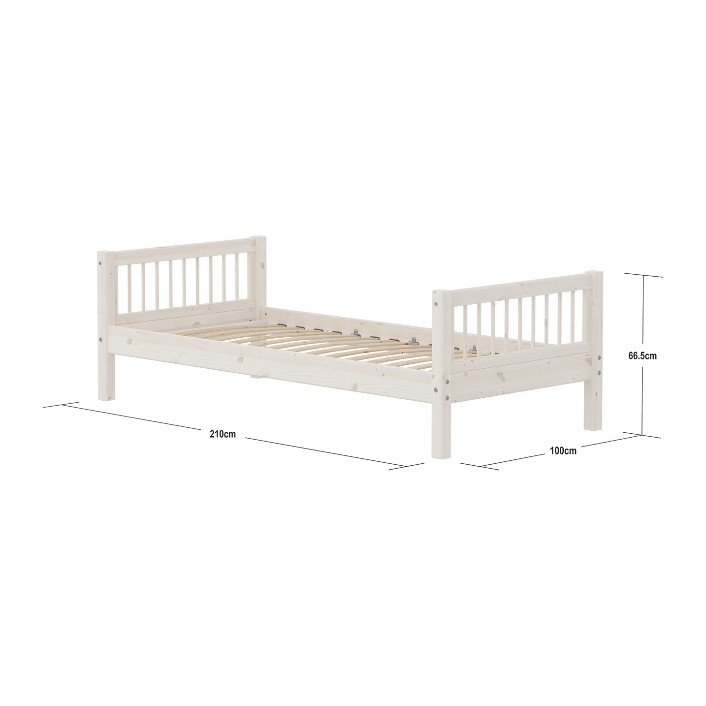 Single bed with bars end + set of slats