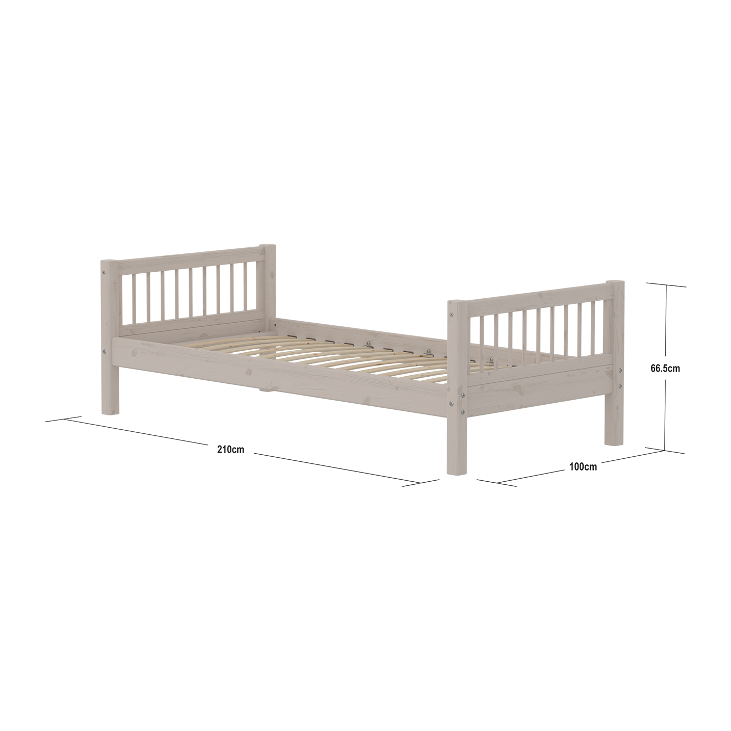 Single bed with bars end + set of slats