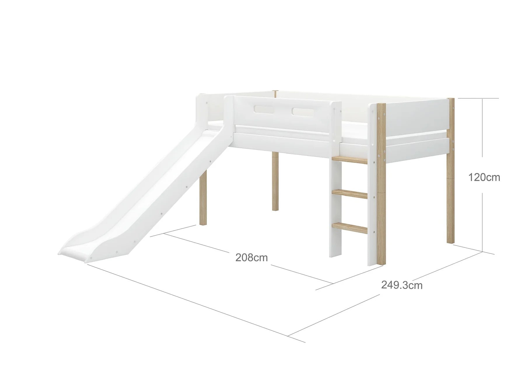 Mid-high bed with slide