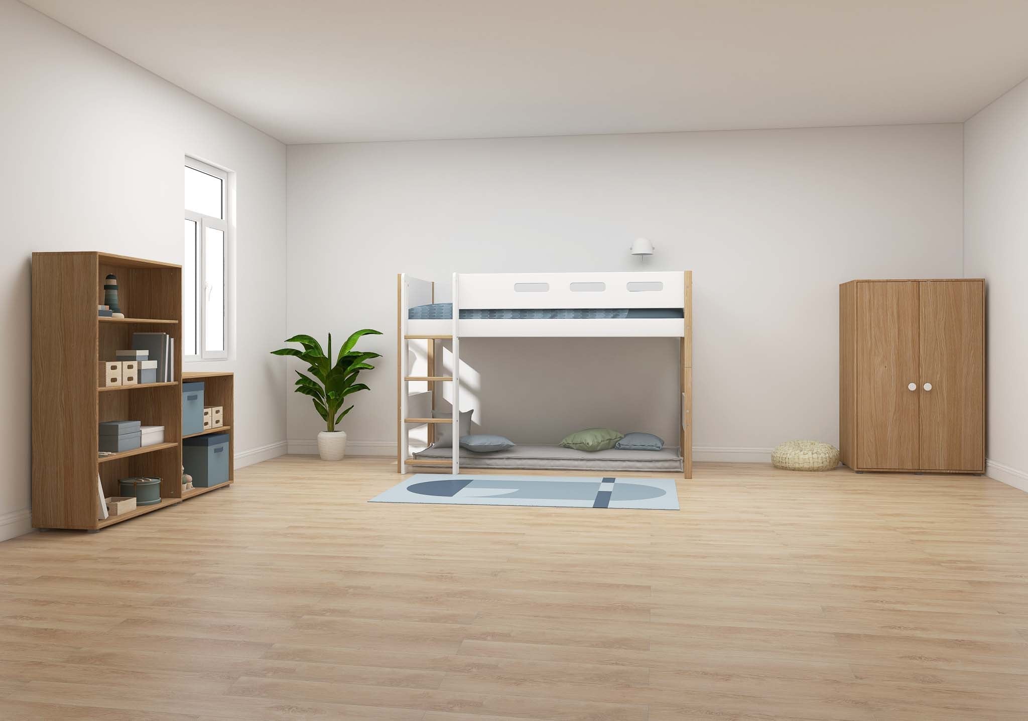 Semi-high bed w. straight ladder