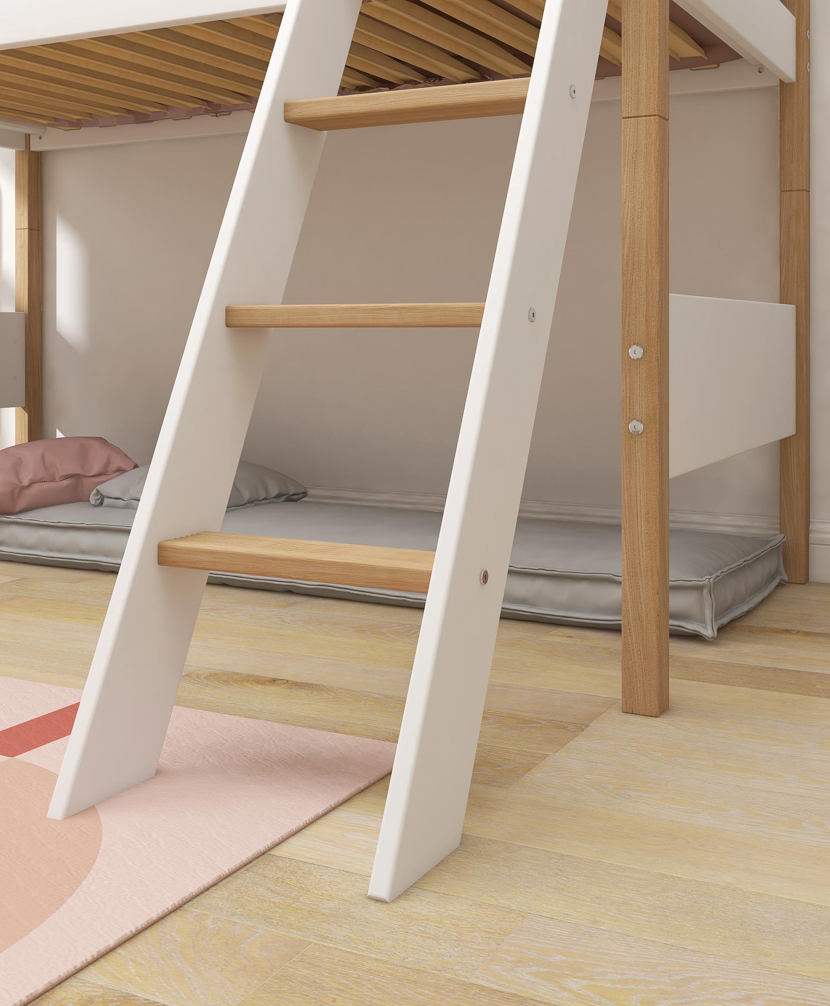 Semi-high bed w. slanting ladder