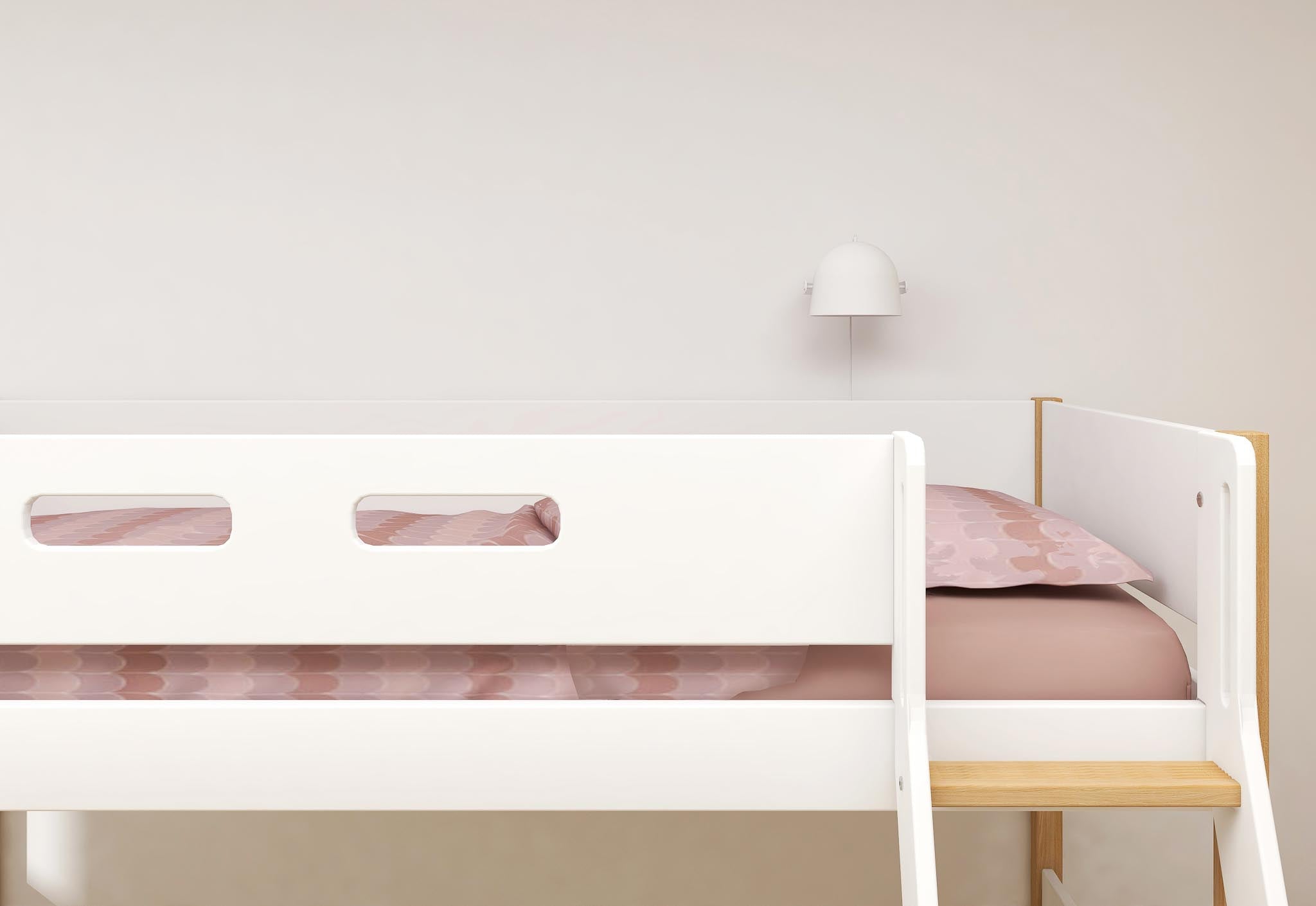 Semi-high bed w. slanting ladder