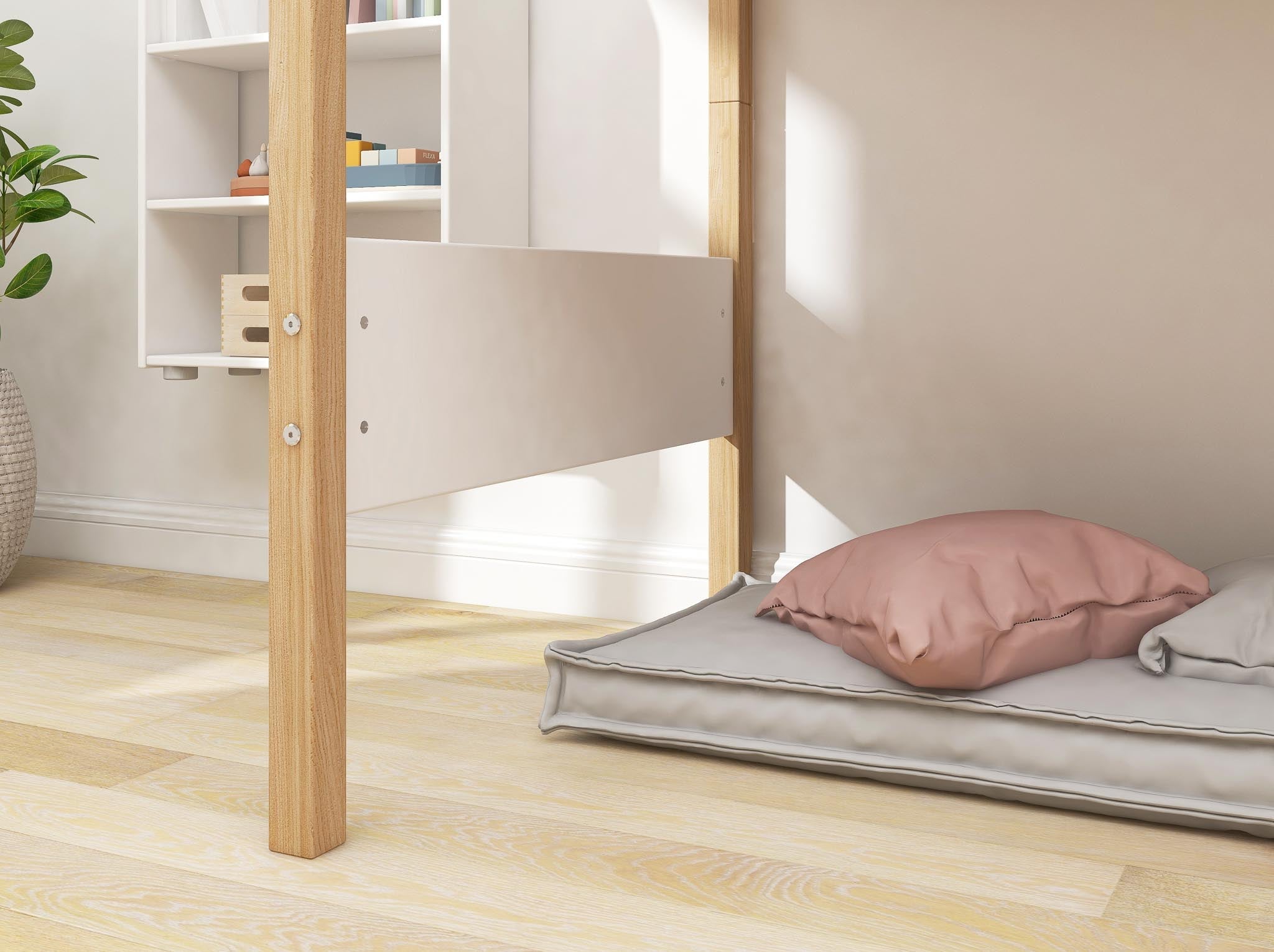 Semi-high bed w. slanting ladder