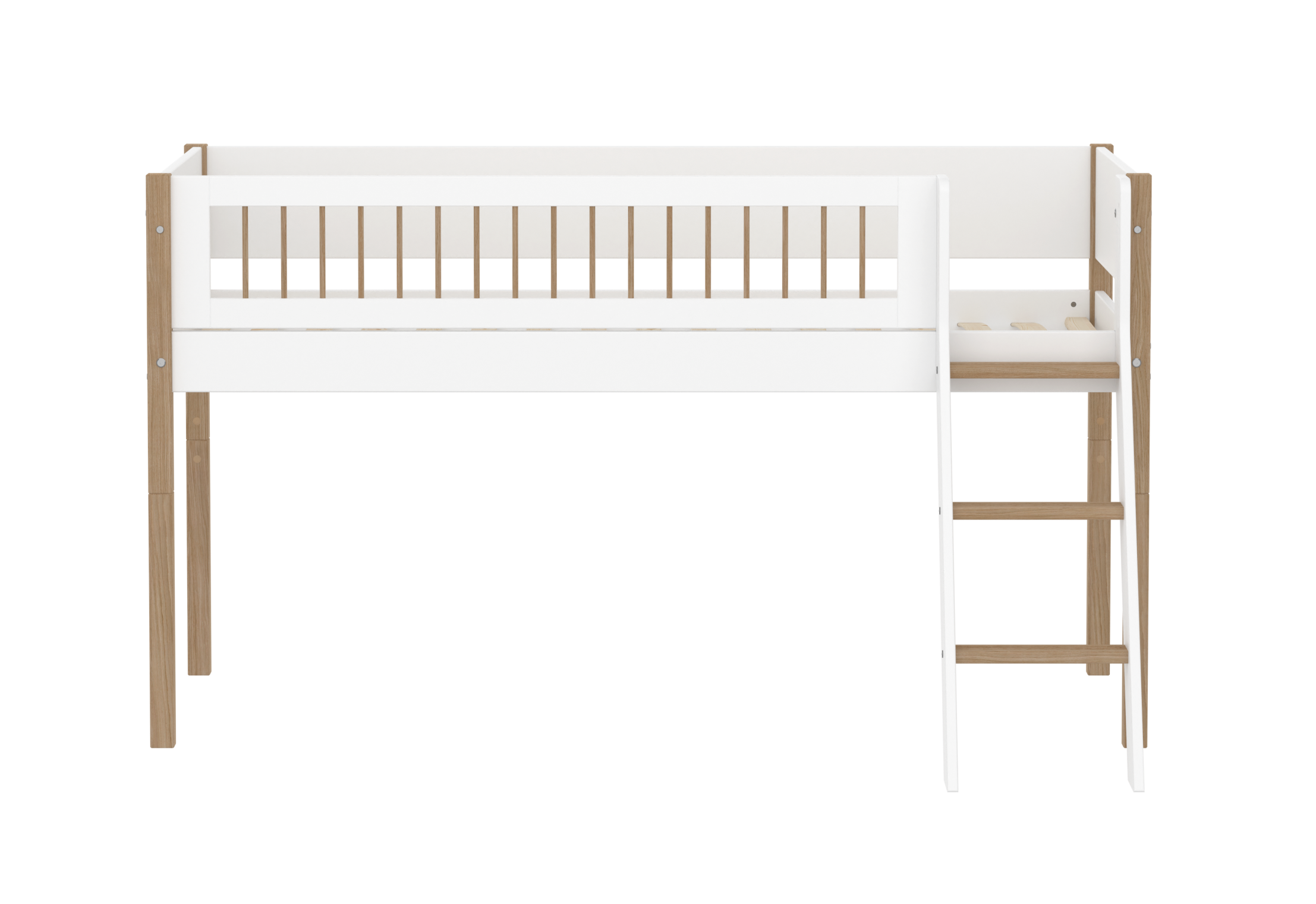 Mid-high bed with slanting ladder