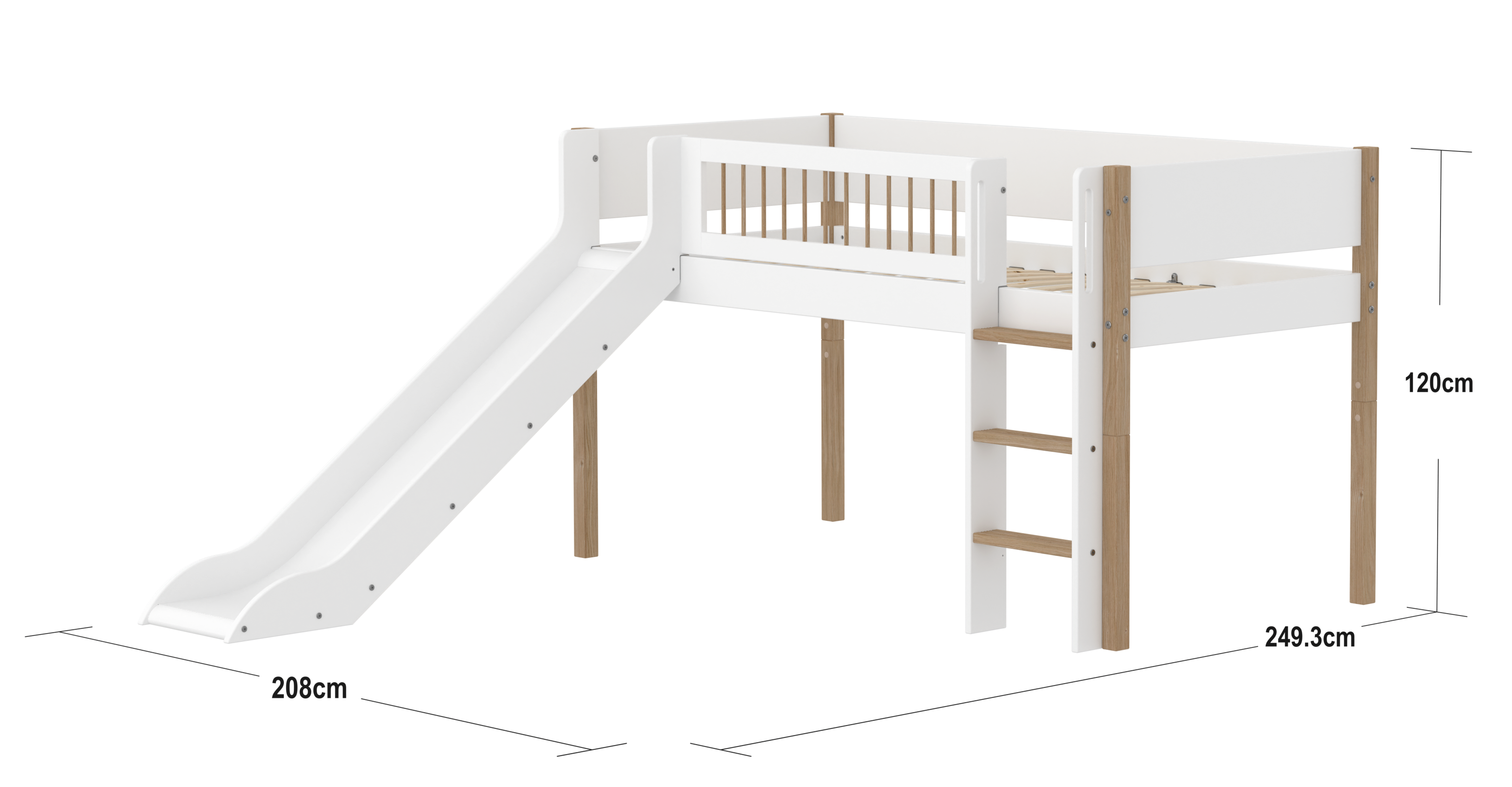 Mid-high bed with slide