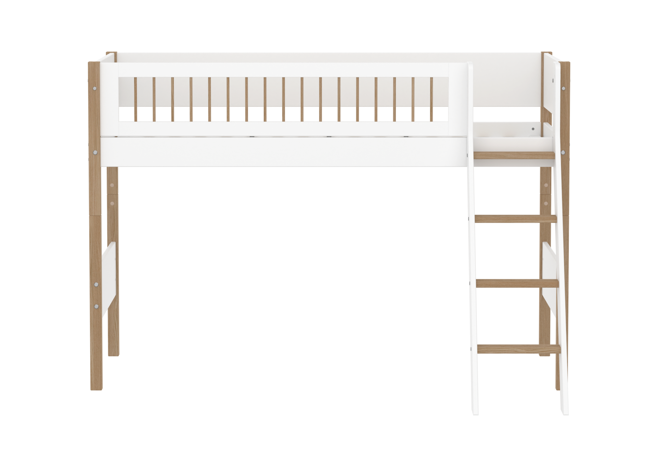 Semi-high bed with slanting ladder