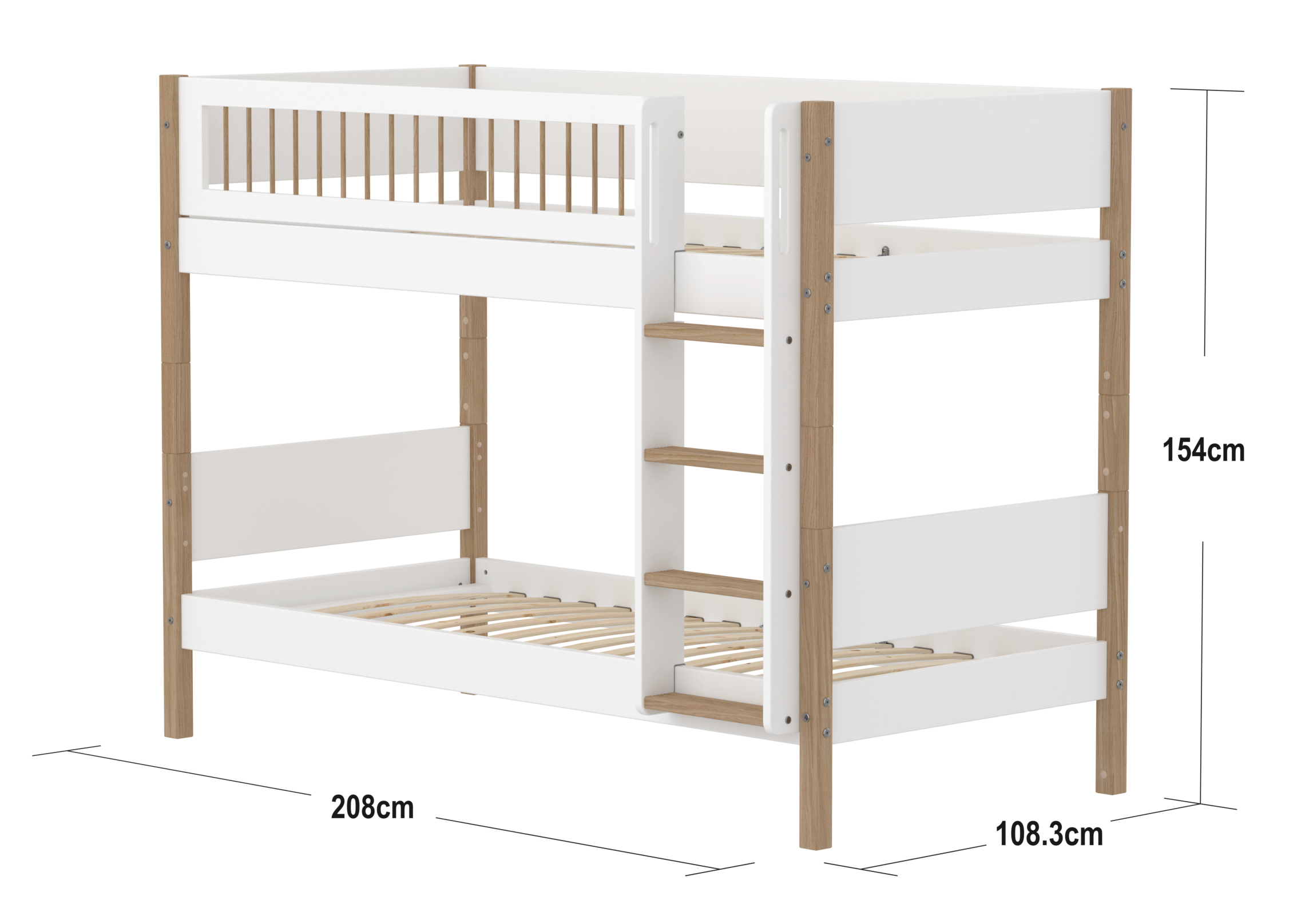 Bunk bed with straight ladder