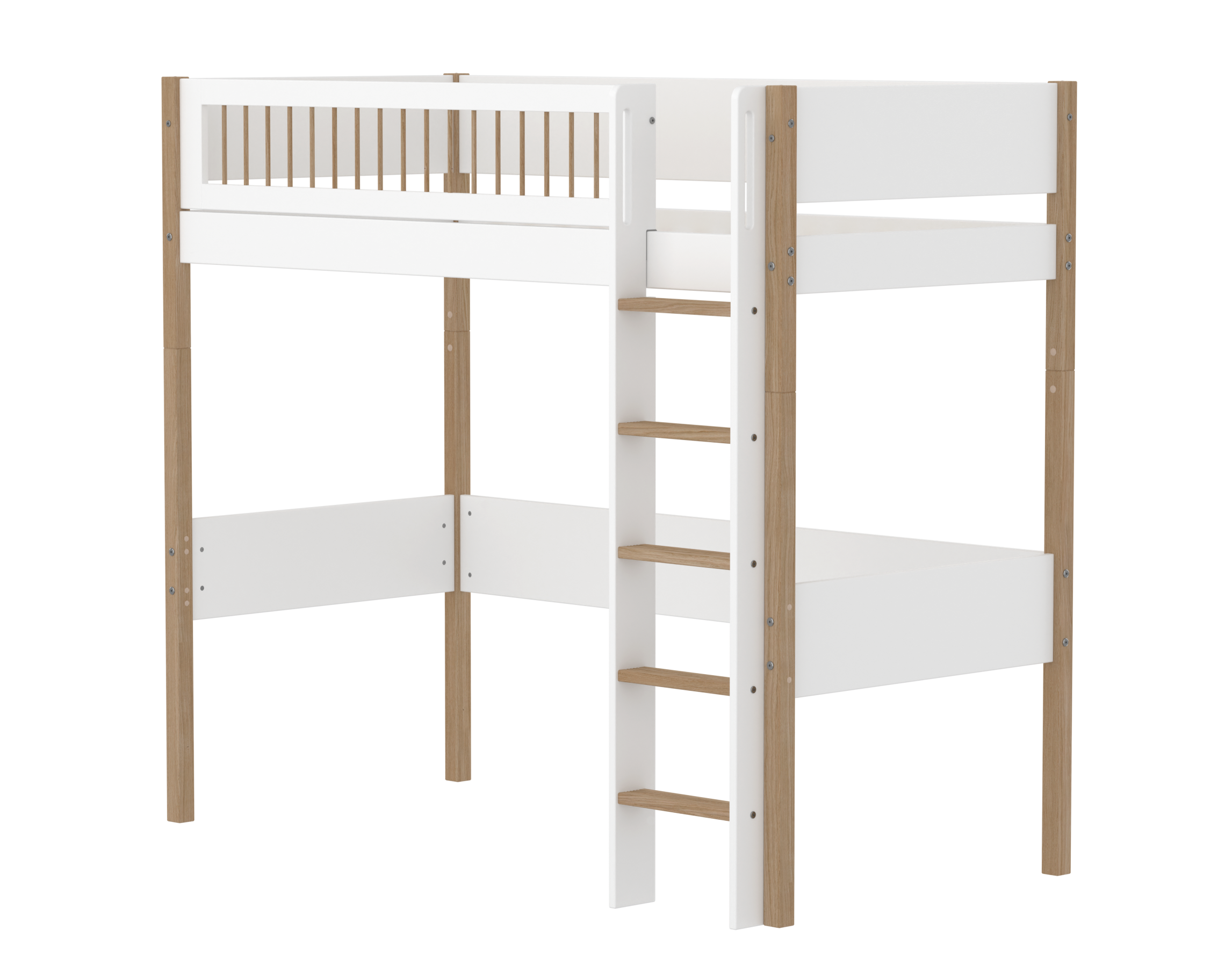 High bed with straight ladder