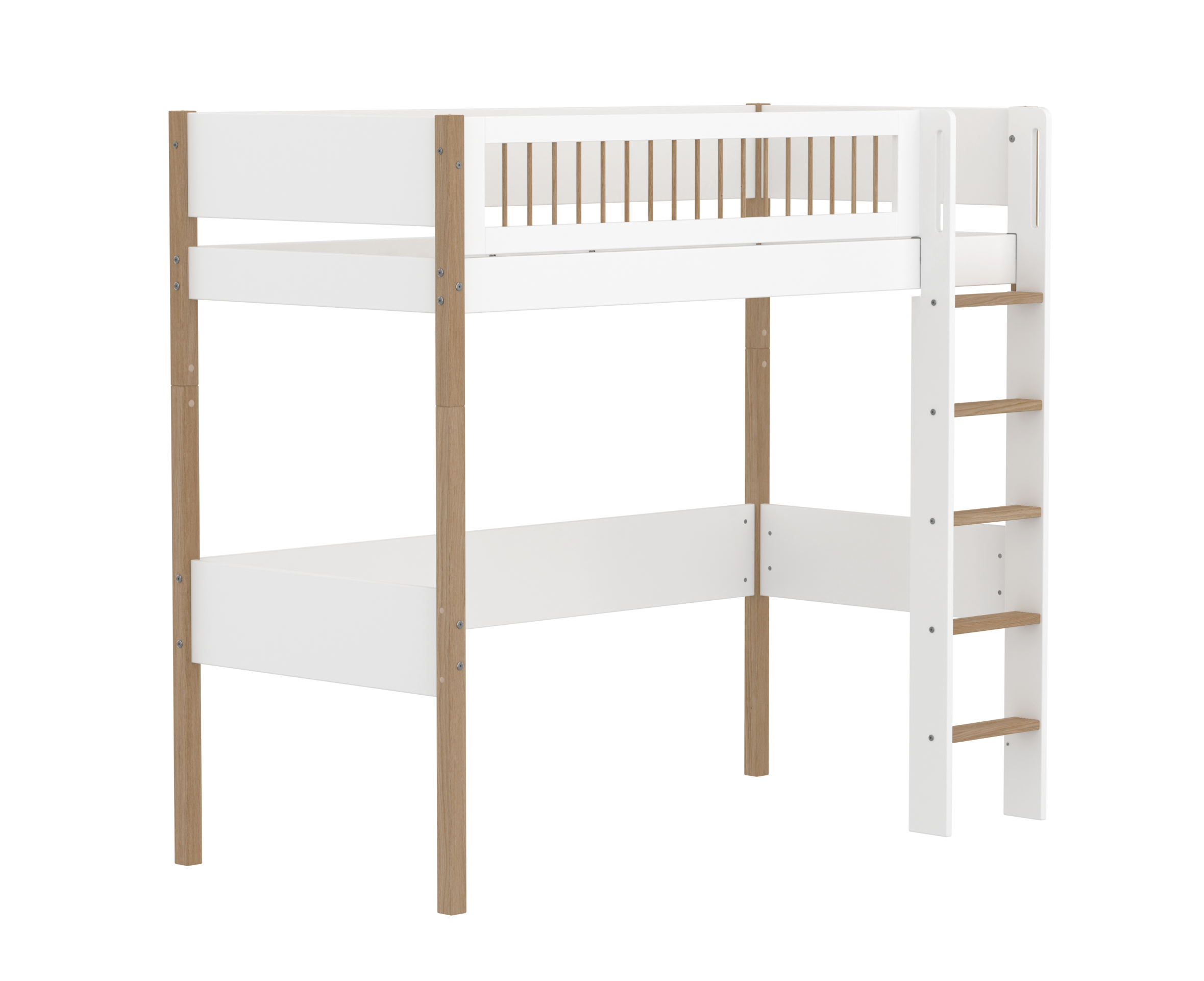 High bed with straight ladder