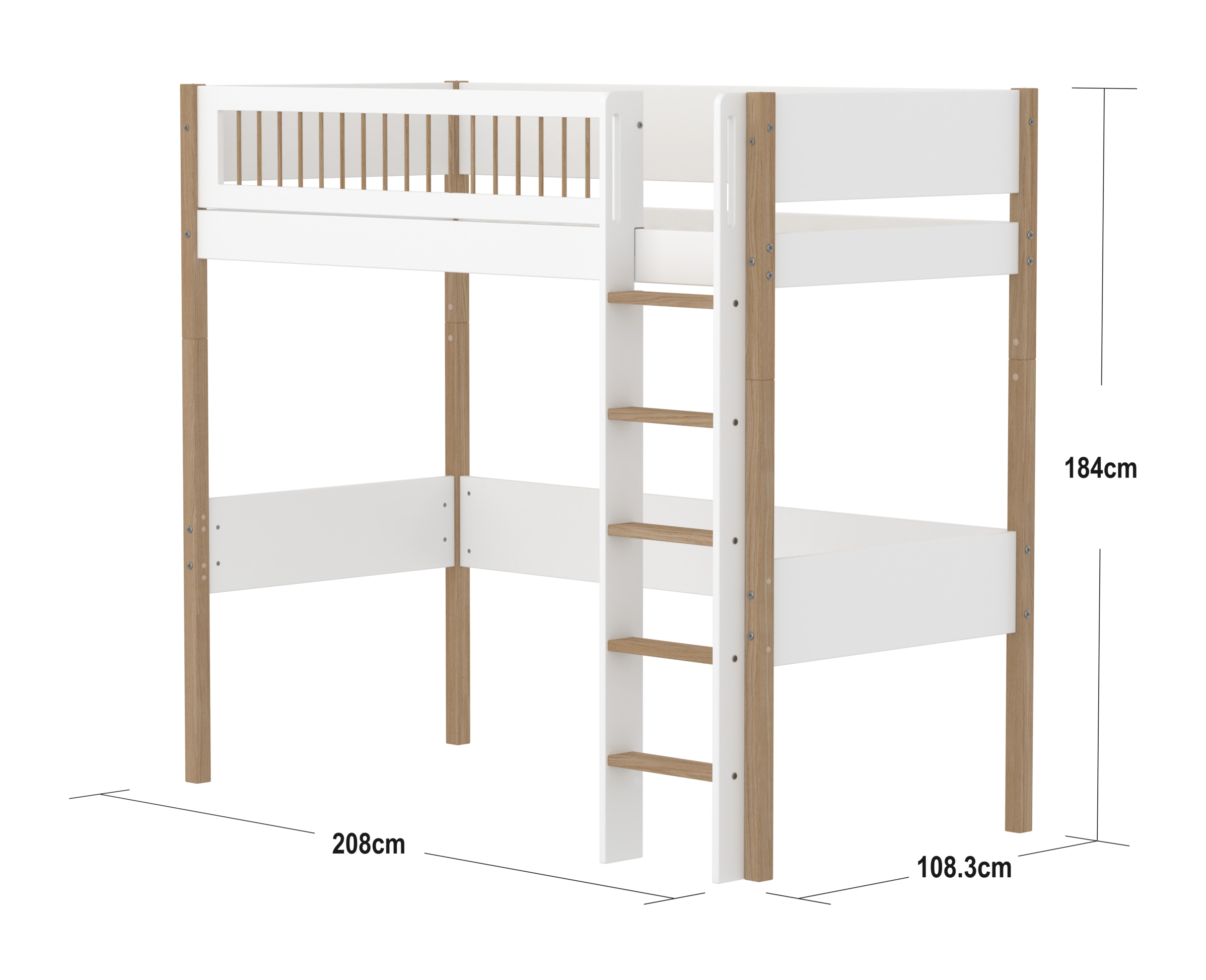 High bed with straight ladder