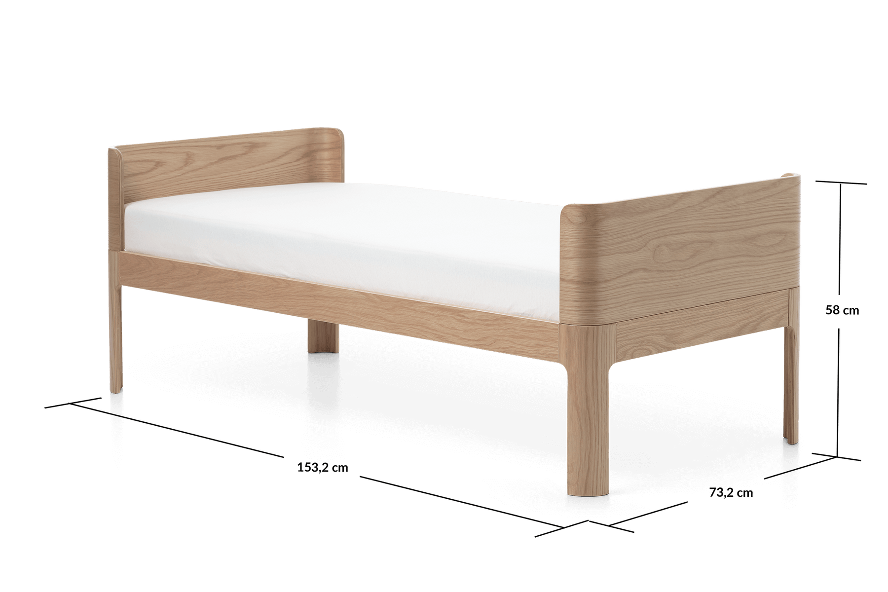 NOVA Junior Bed, Oak, 150x70 cm