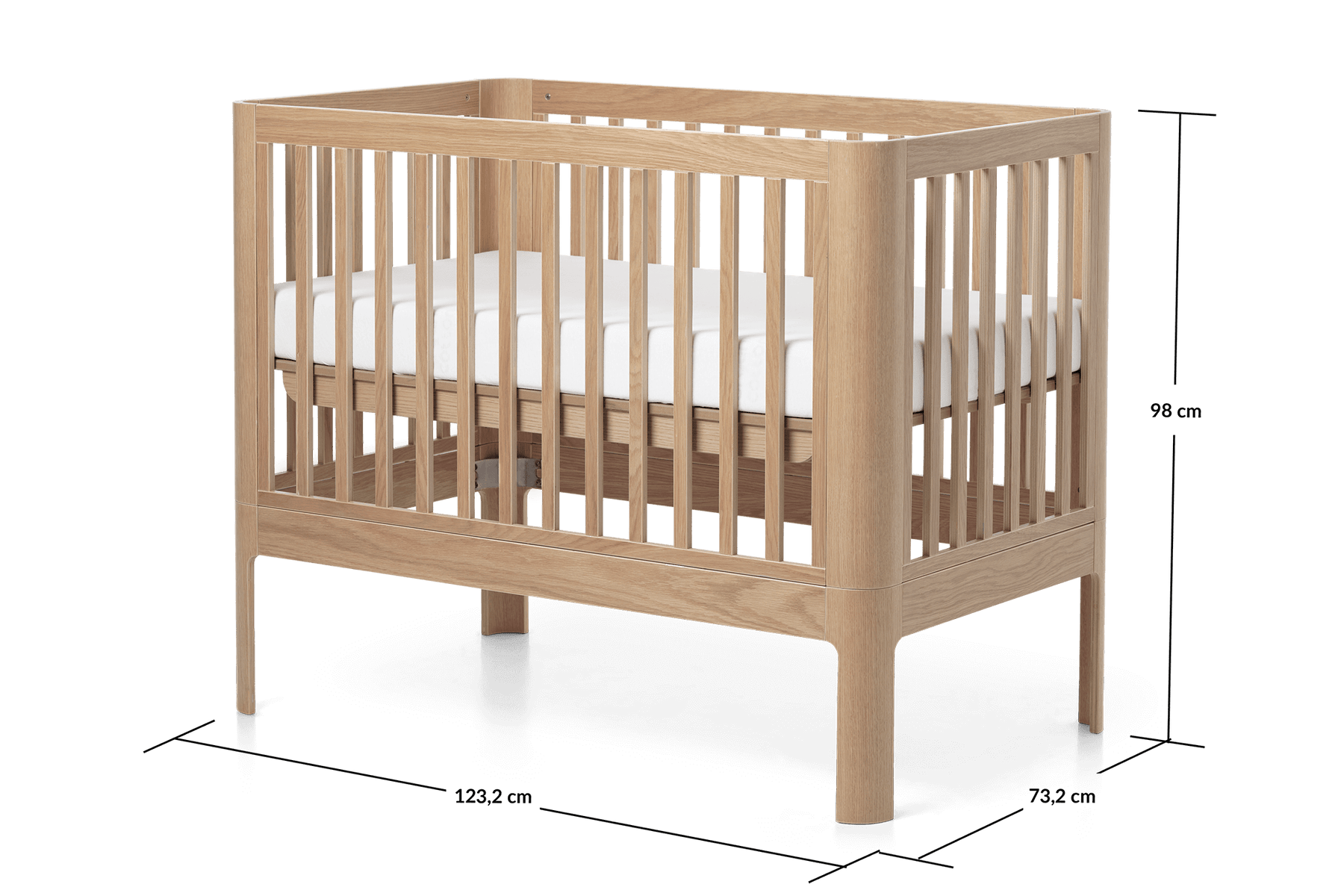 Nova Baby bed, Oak, 120x70 cm