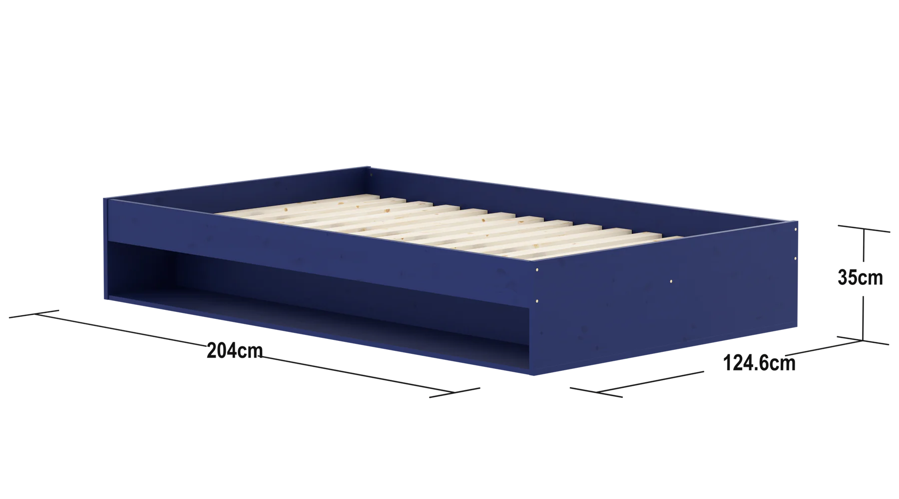 GROW Double Bed with Shelf, 120x200 cm