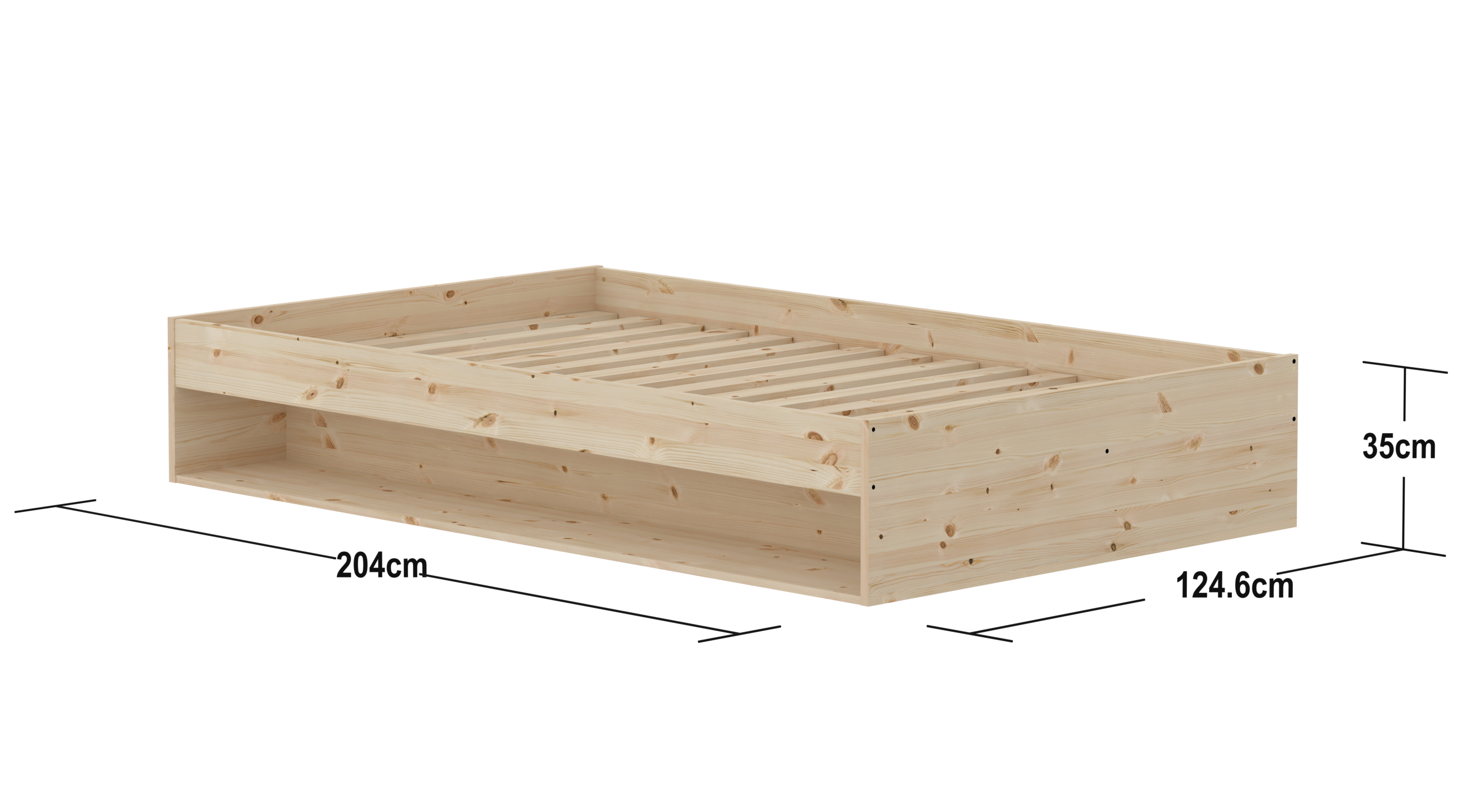 GROW Double Bed with Shelf, 120x200 cm