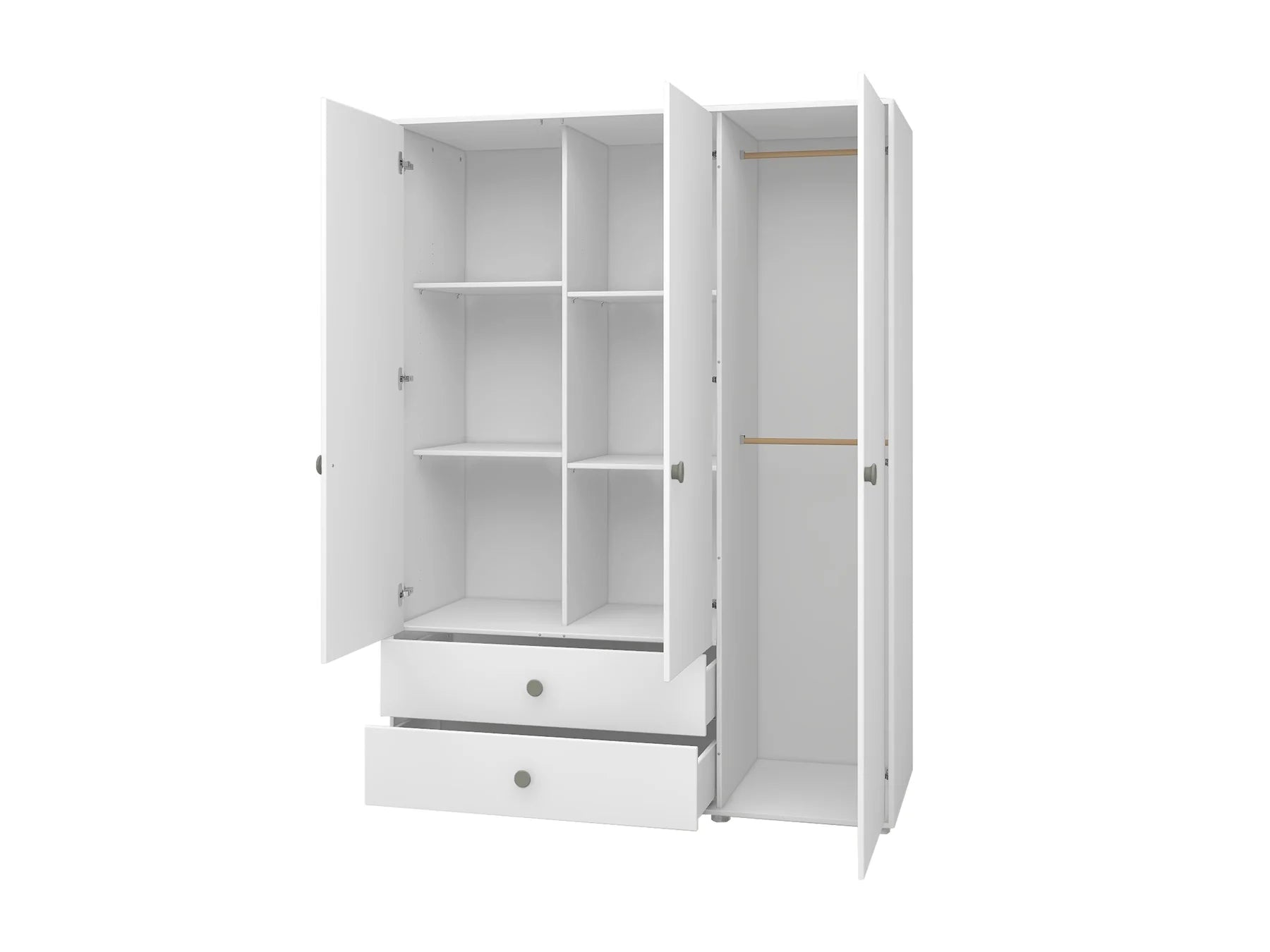 Wardrobe, 3 doors + 2 drawers