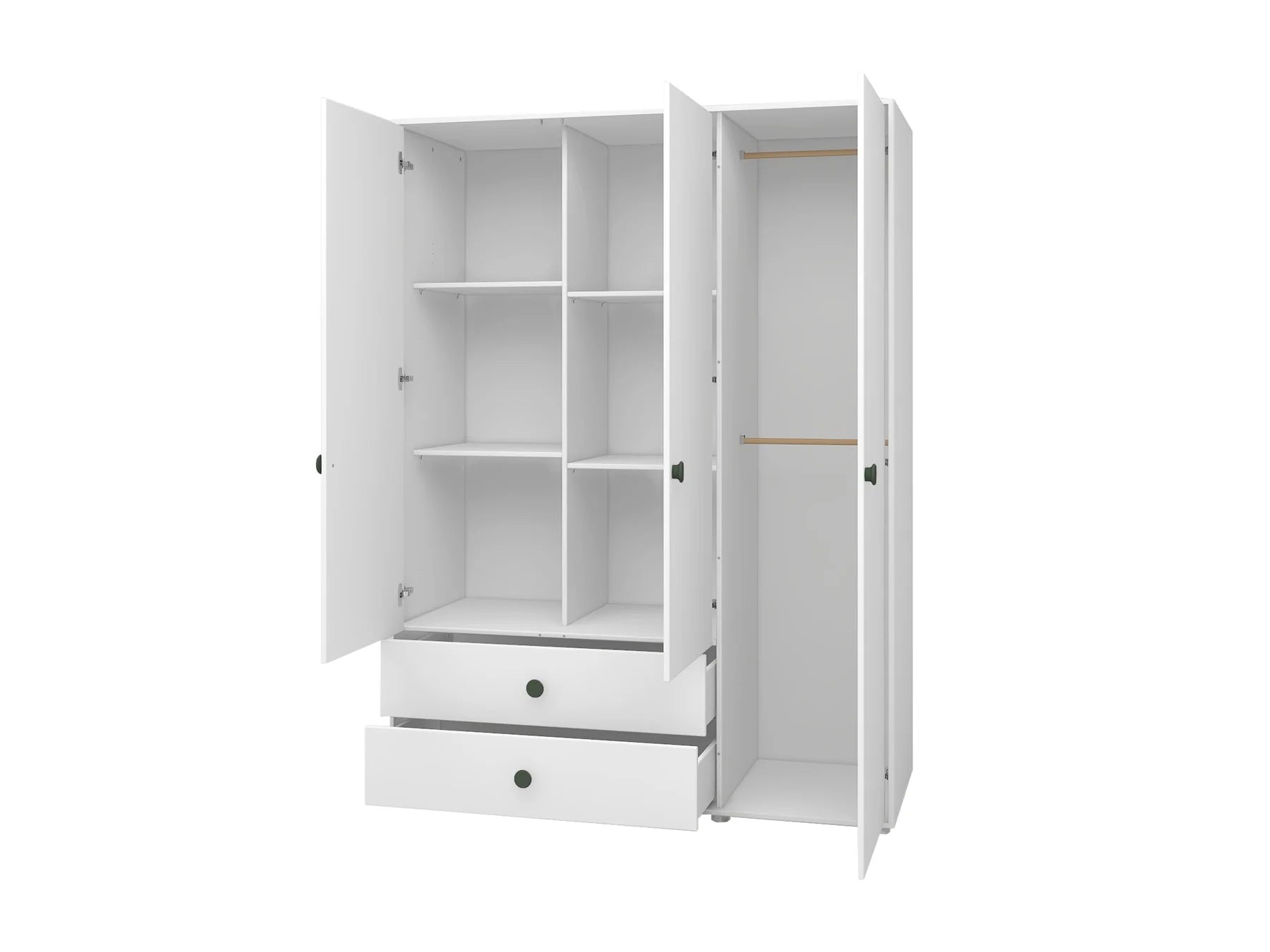 Wardrobe, 3 doors + 2 drawers
