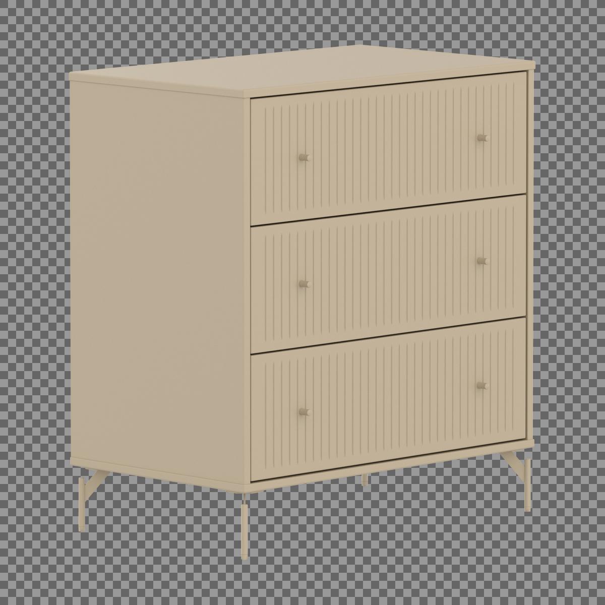 SAGA Chest, 3 drawer, Beige with grooves