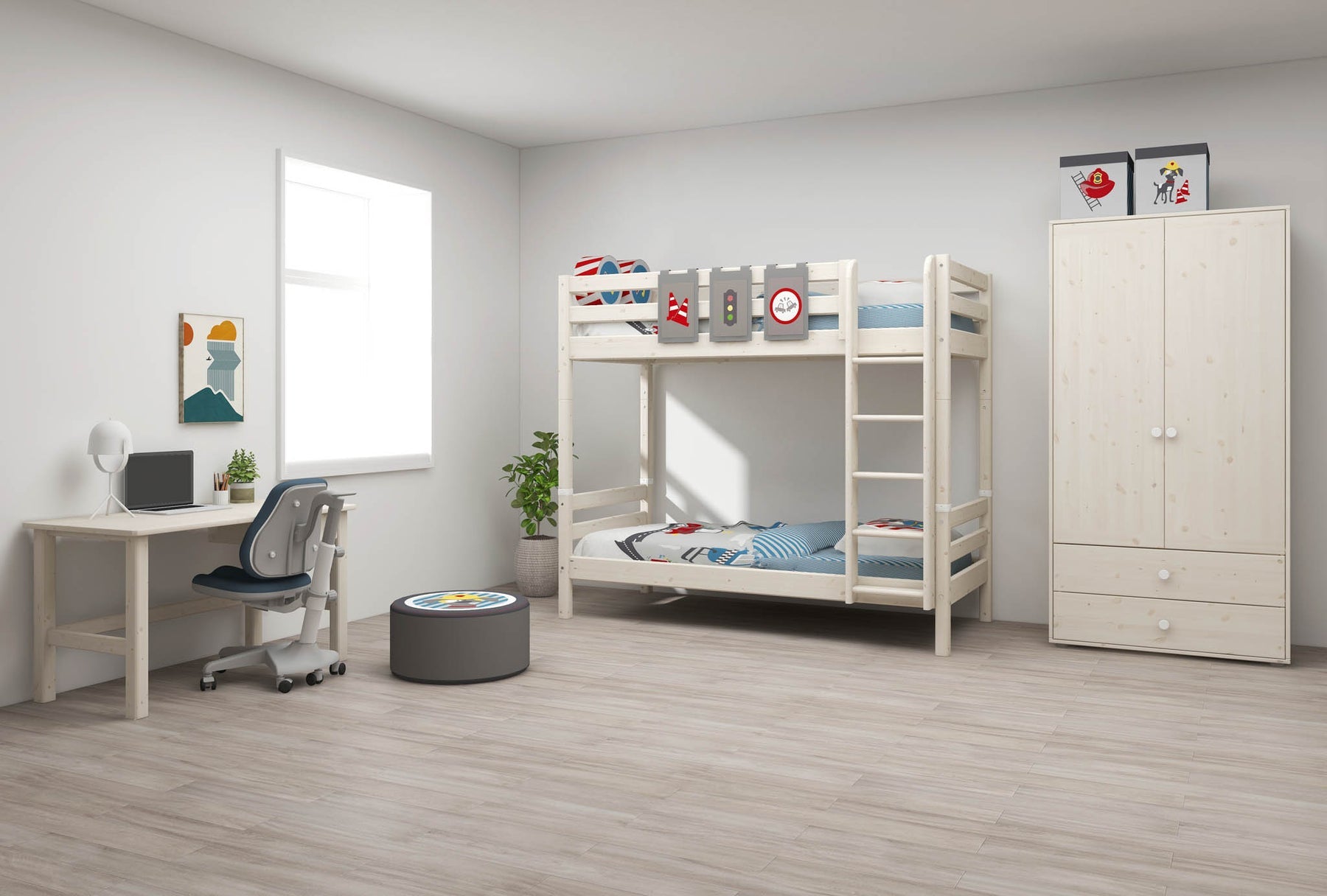 CLASSIC RAW Bunk Bed, Extra Height, 90x200 cm, Pinewood