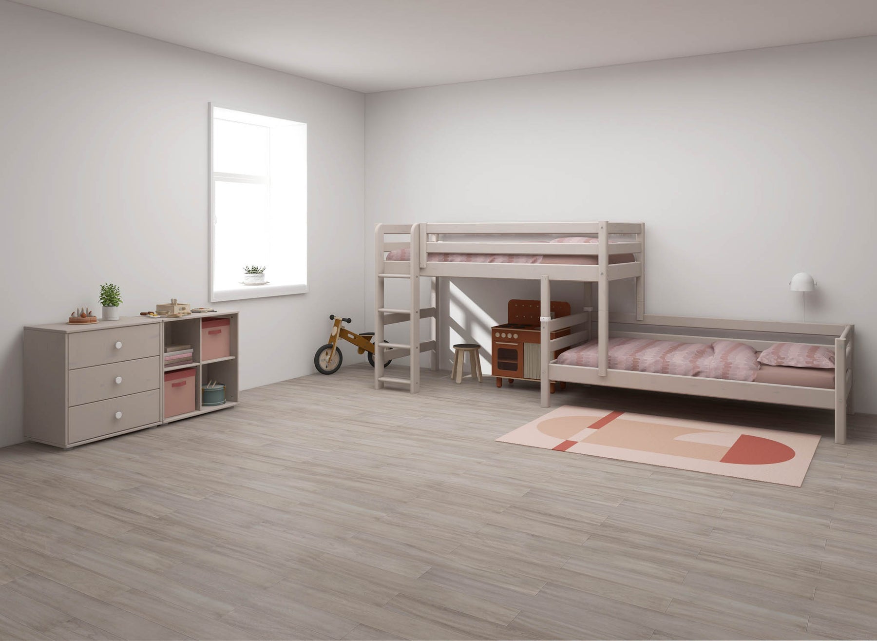 Semi-high bed w. straight ladder