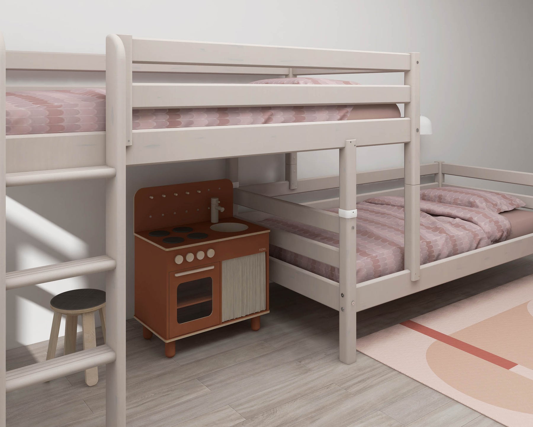 Semi-high bed w. straight ladder