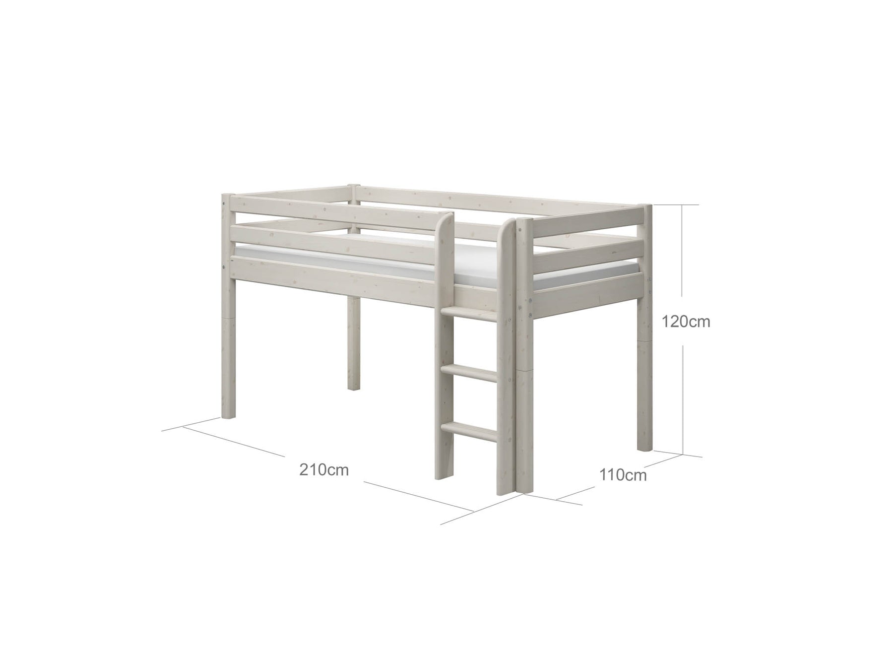 CLASSIC RAW Mid-high Bed, 90x200 cm, Pinewood