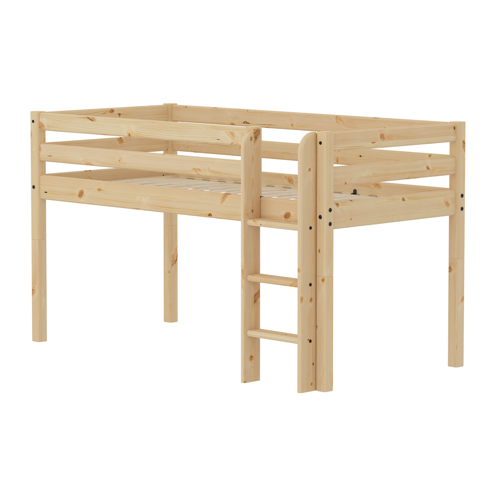 CLASSIC RAW Mid-high Bed, 90x200 cm, Pinewood
