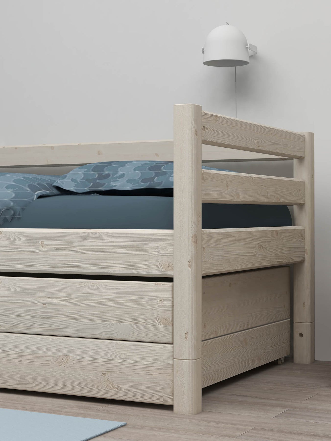 Single bed with trundle pullout bed