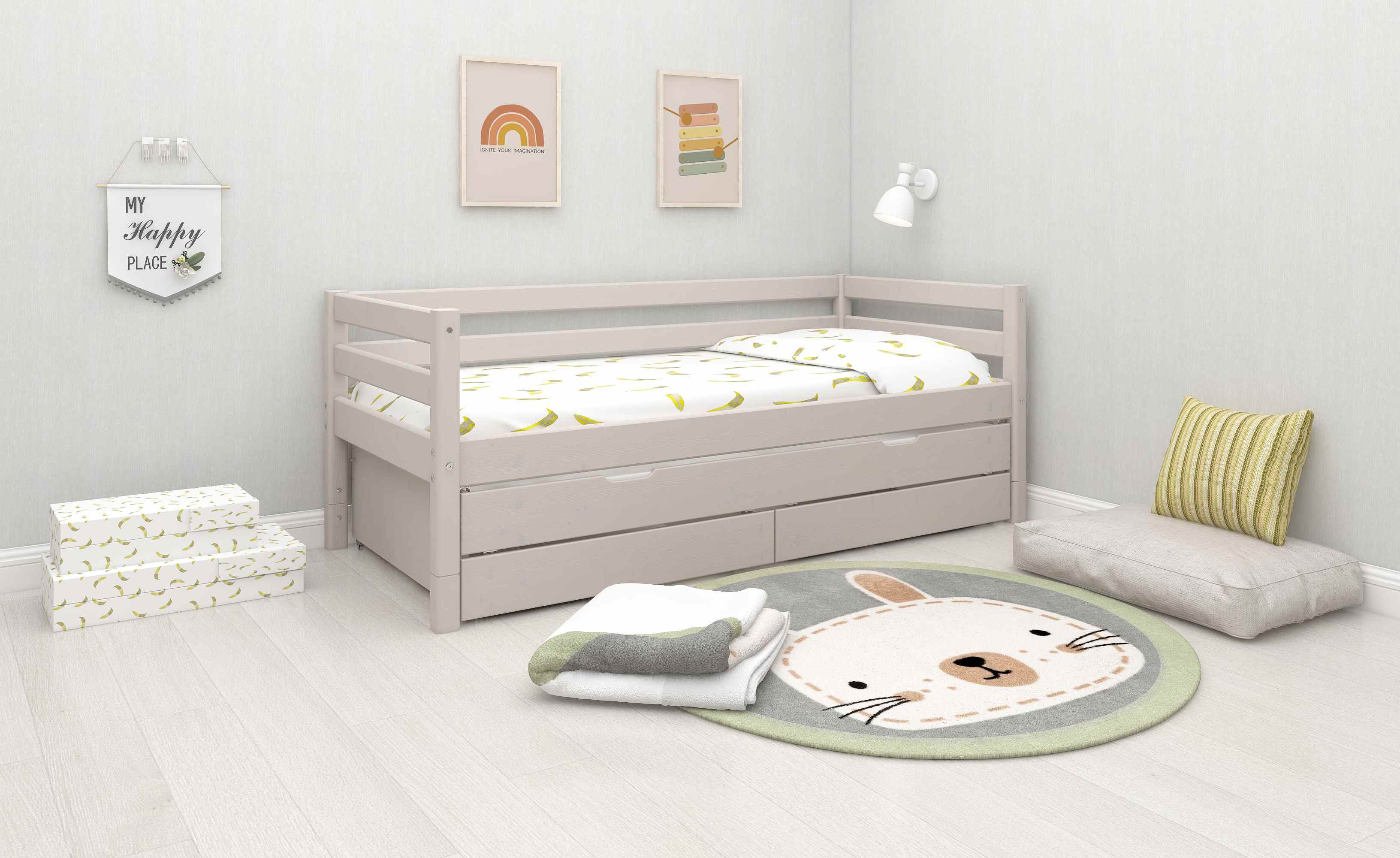 Single bed with trundle pullout bed