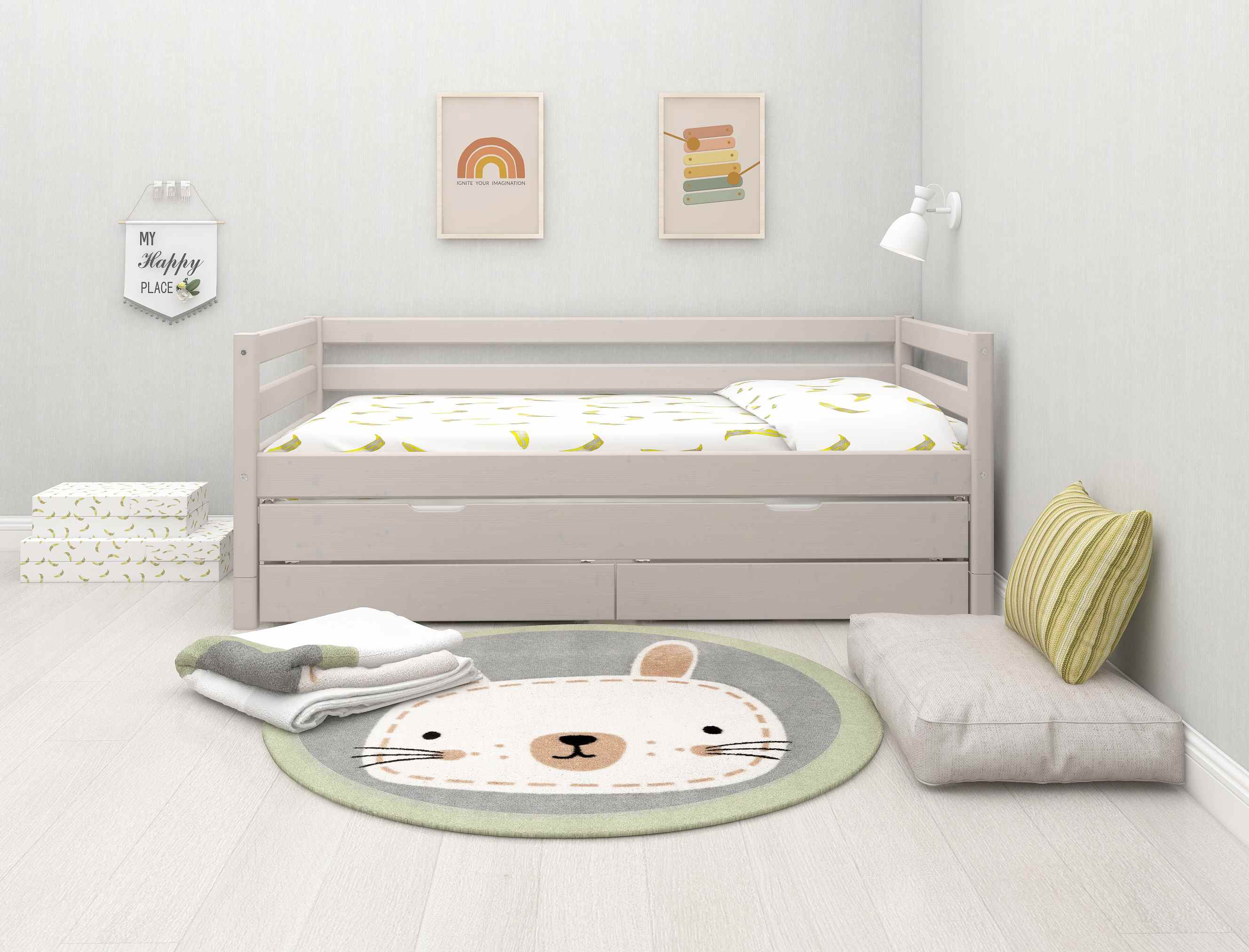 Single bed with trundle pullout bed