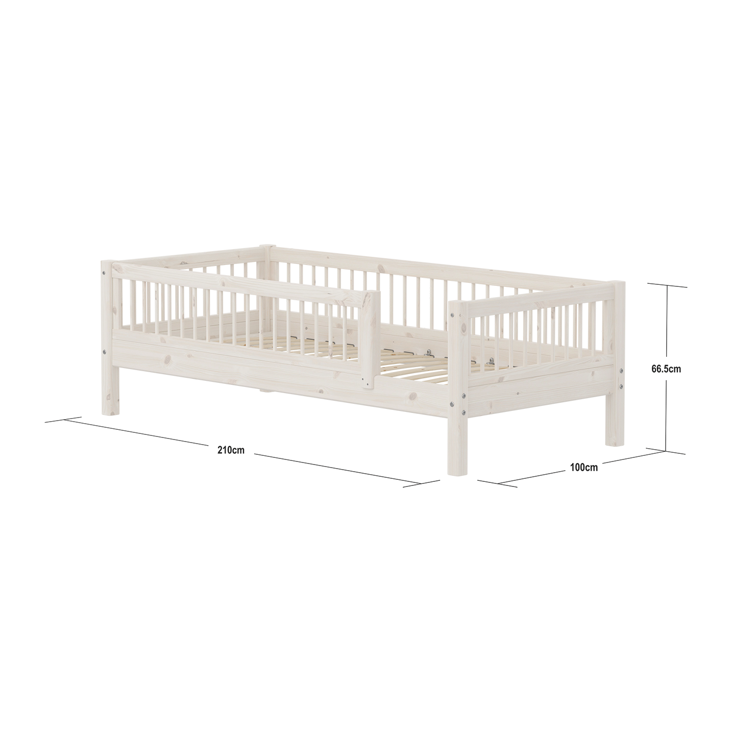 Single bed with safety rail