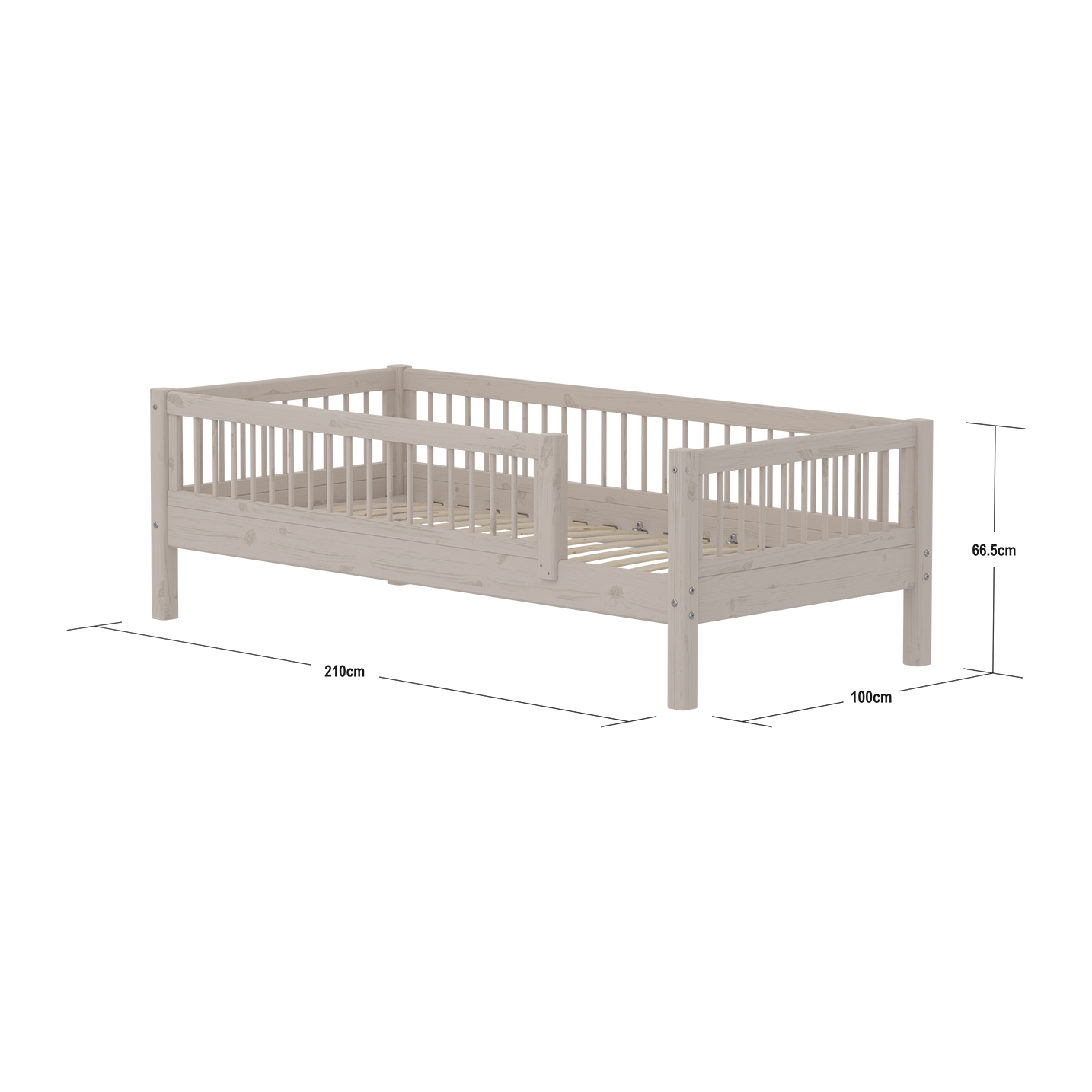 Single bed with safety rail