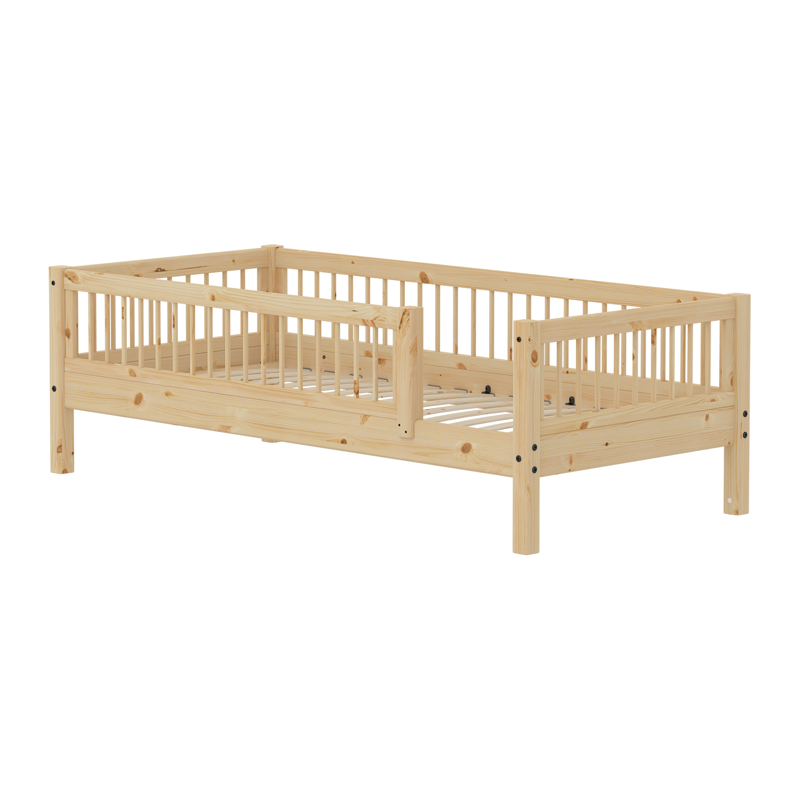 Single bed with safety rail