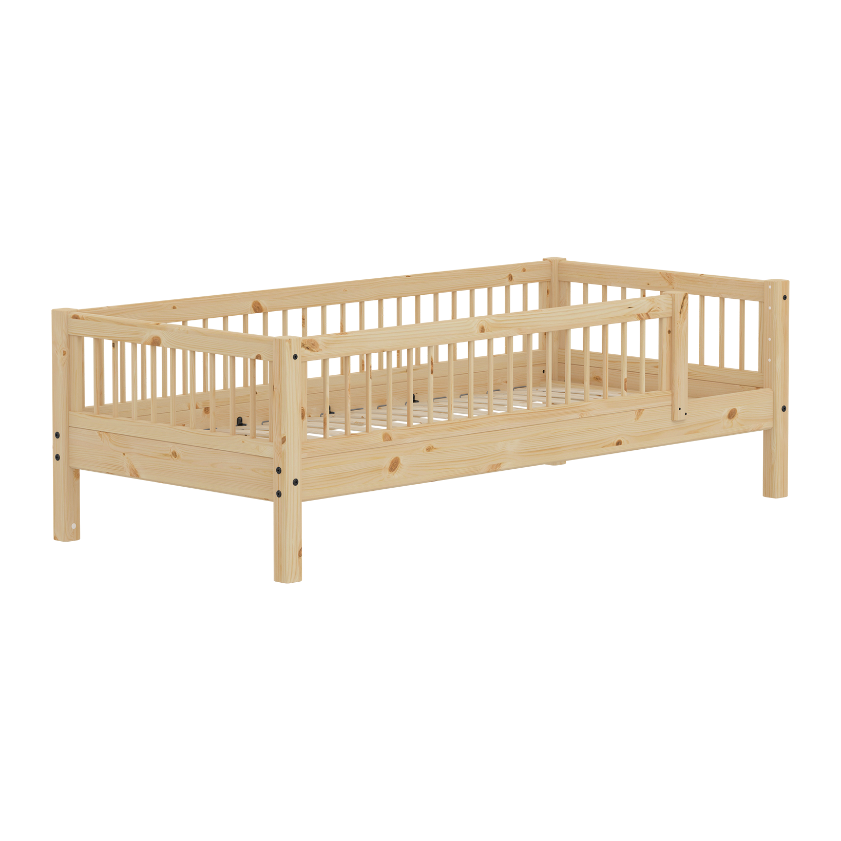 Single bed with safety rail