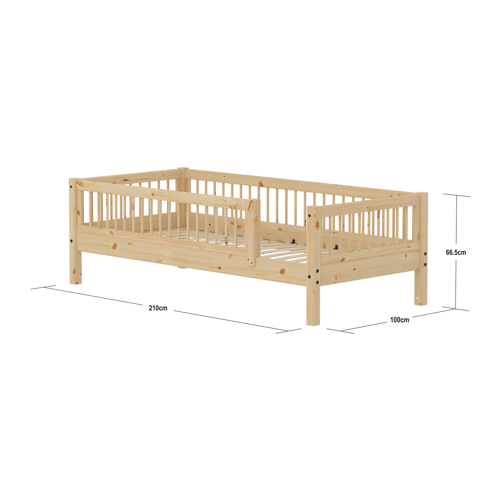 Single bed with safety rail