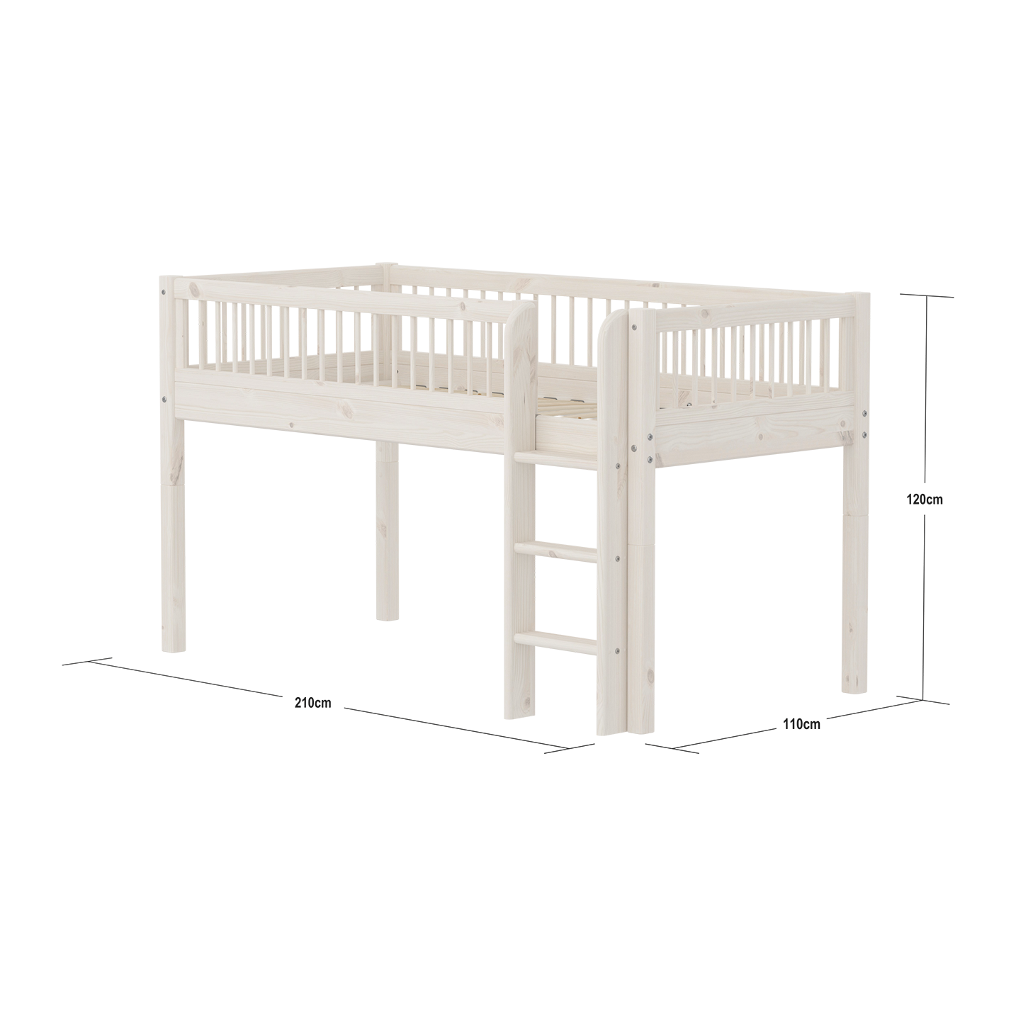 Mid-high bed w. straight ladder