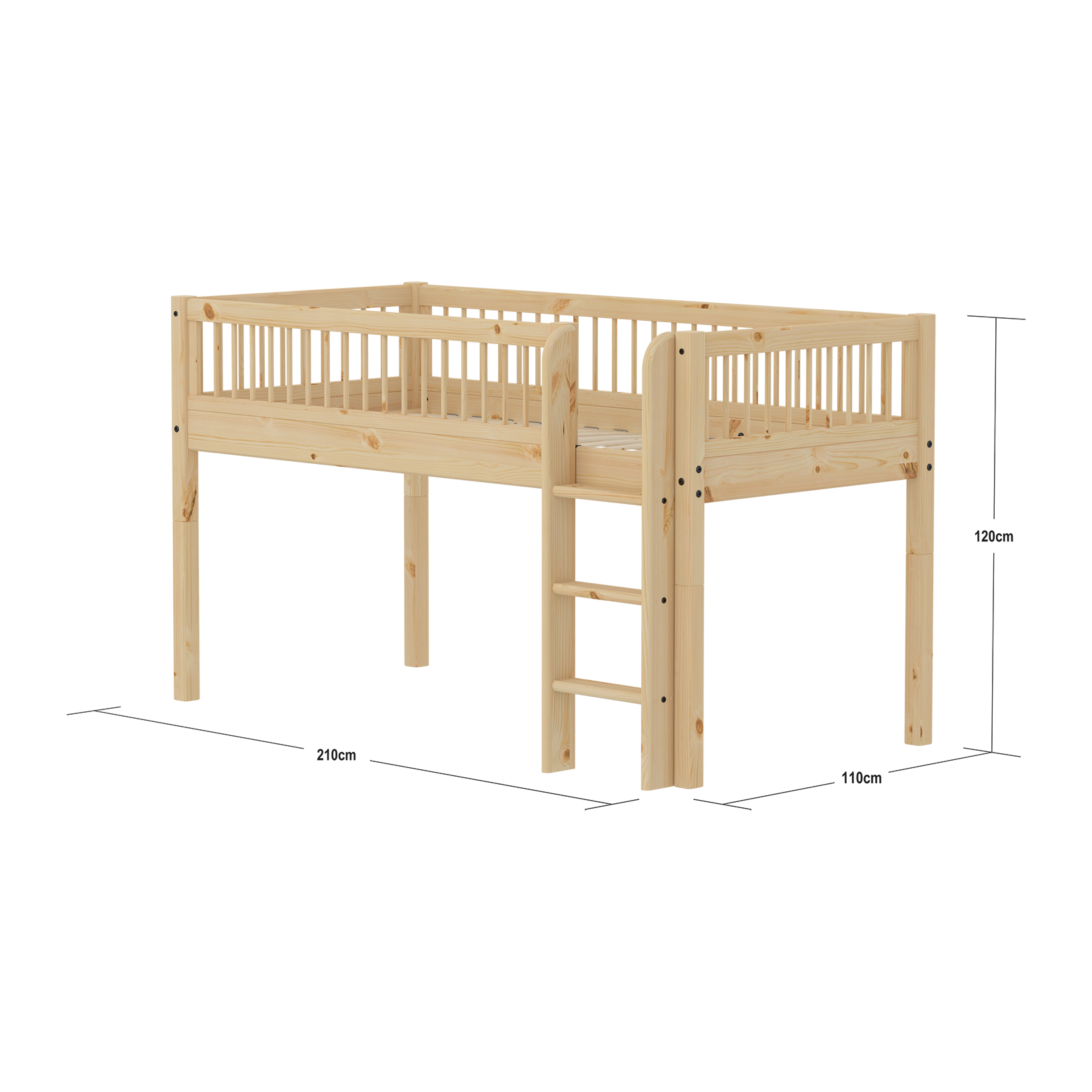 Mid-high bed w. straight ladder