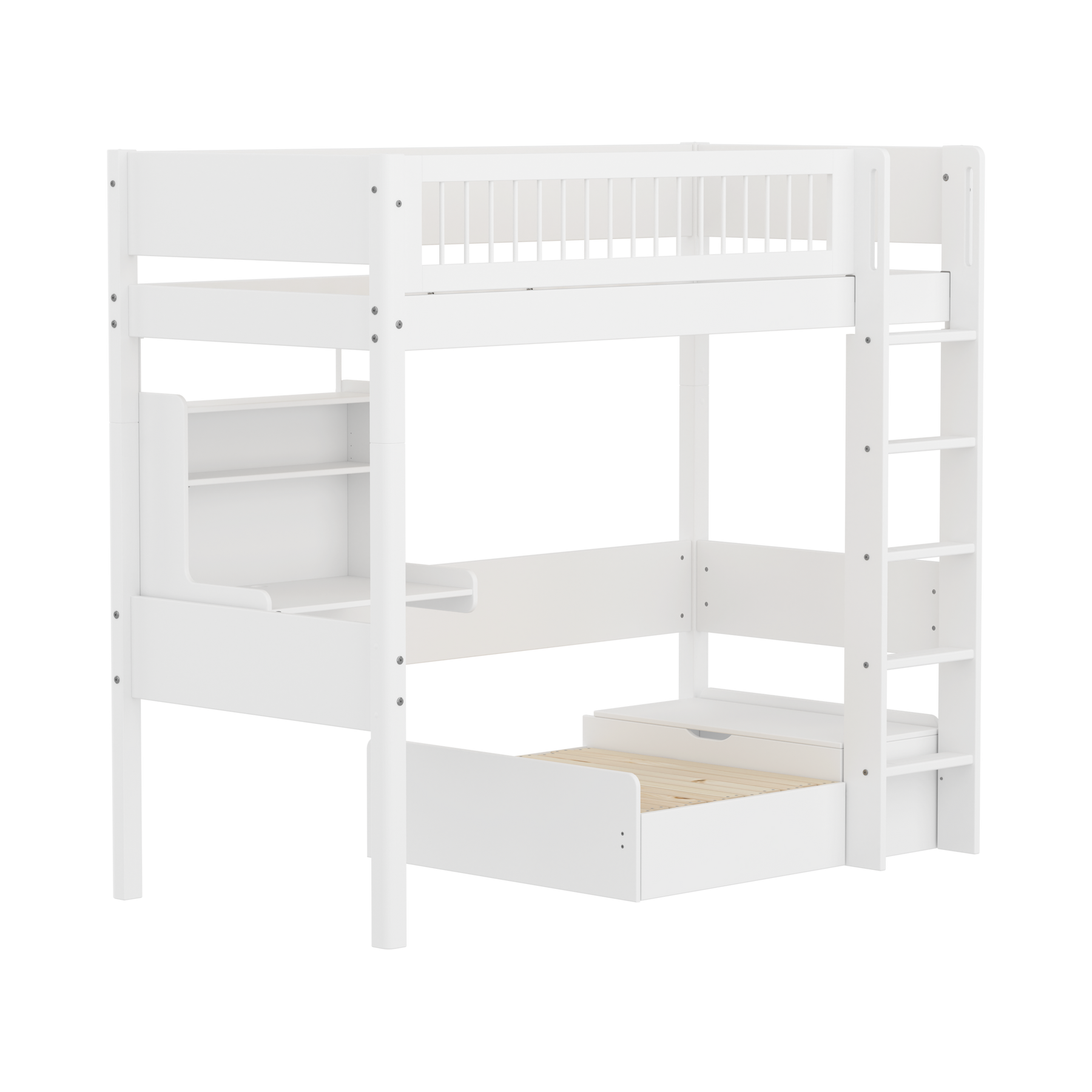 Highslp. Str. Ladder Legs Oak Crossbar Casa+Desk Rail F.Wht.