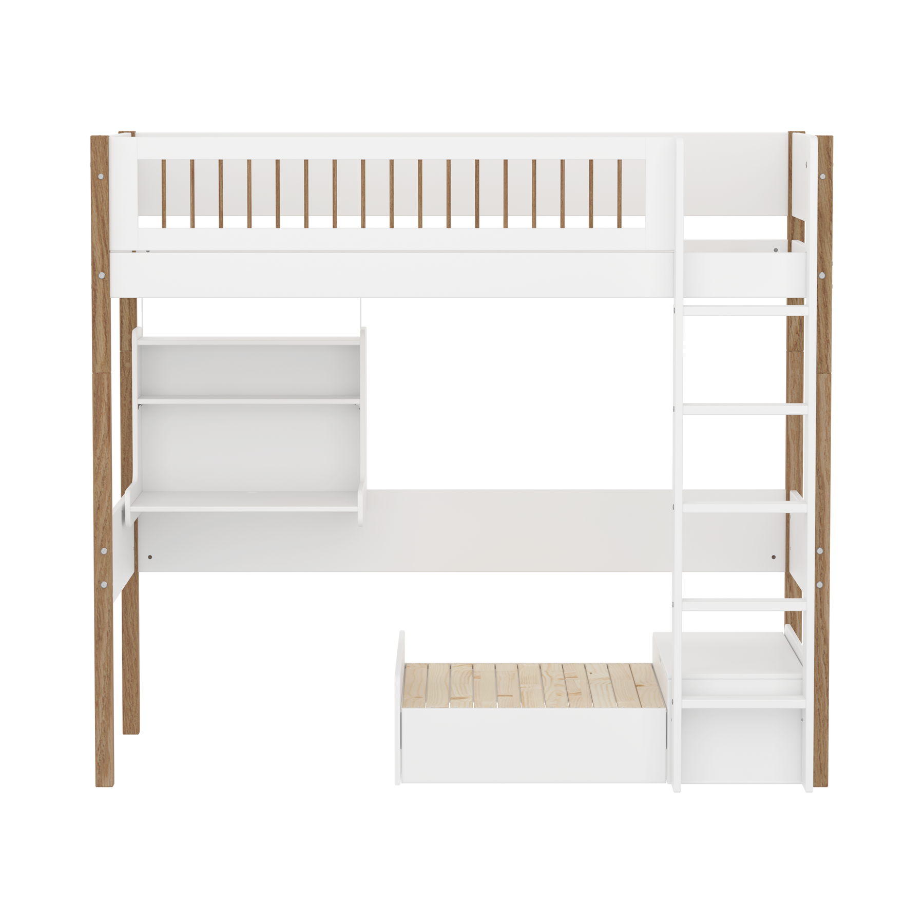 Highslp. Str. Ladder Legs Oak Crossbar Casa+Desk Rail F.Wht.
