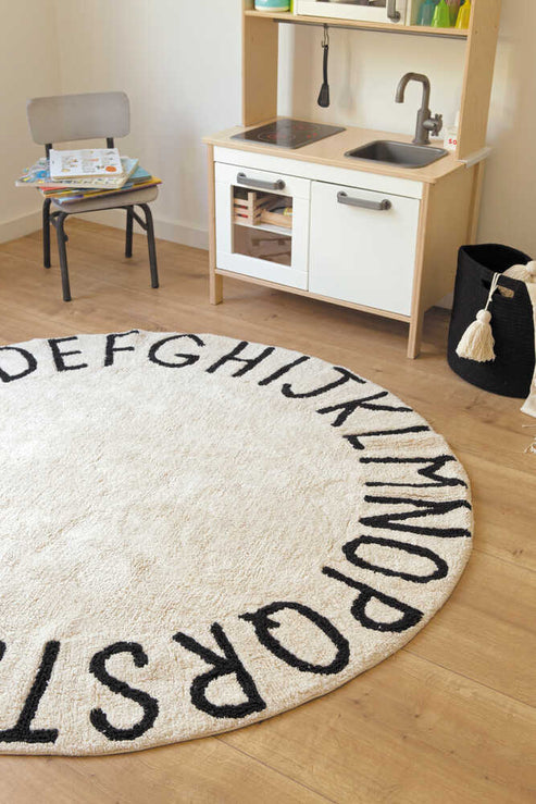 Washable Rug ABC Natural Black