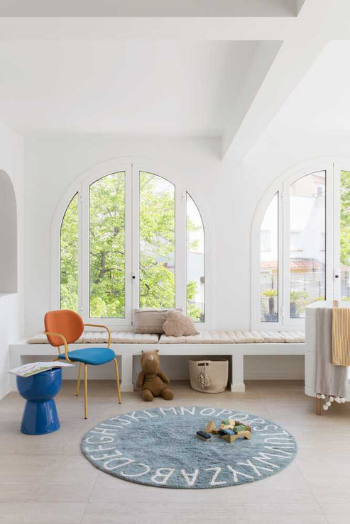 Washable Rug ABC Natural Vintage Blue