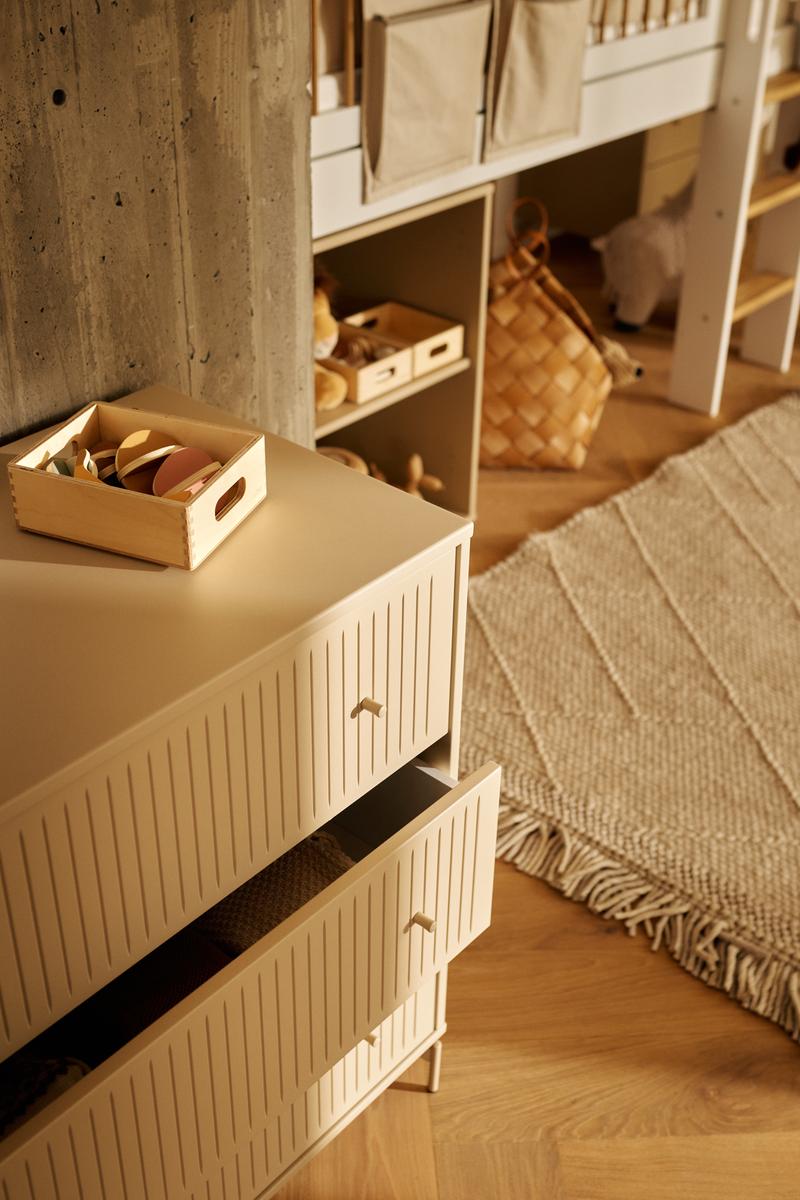 SAGA Chest, 3 drawer, Beige with grooves
