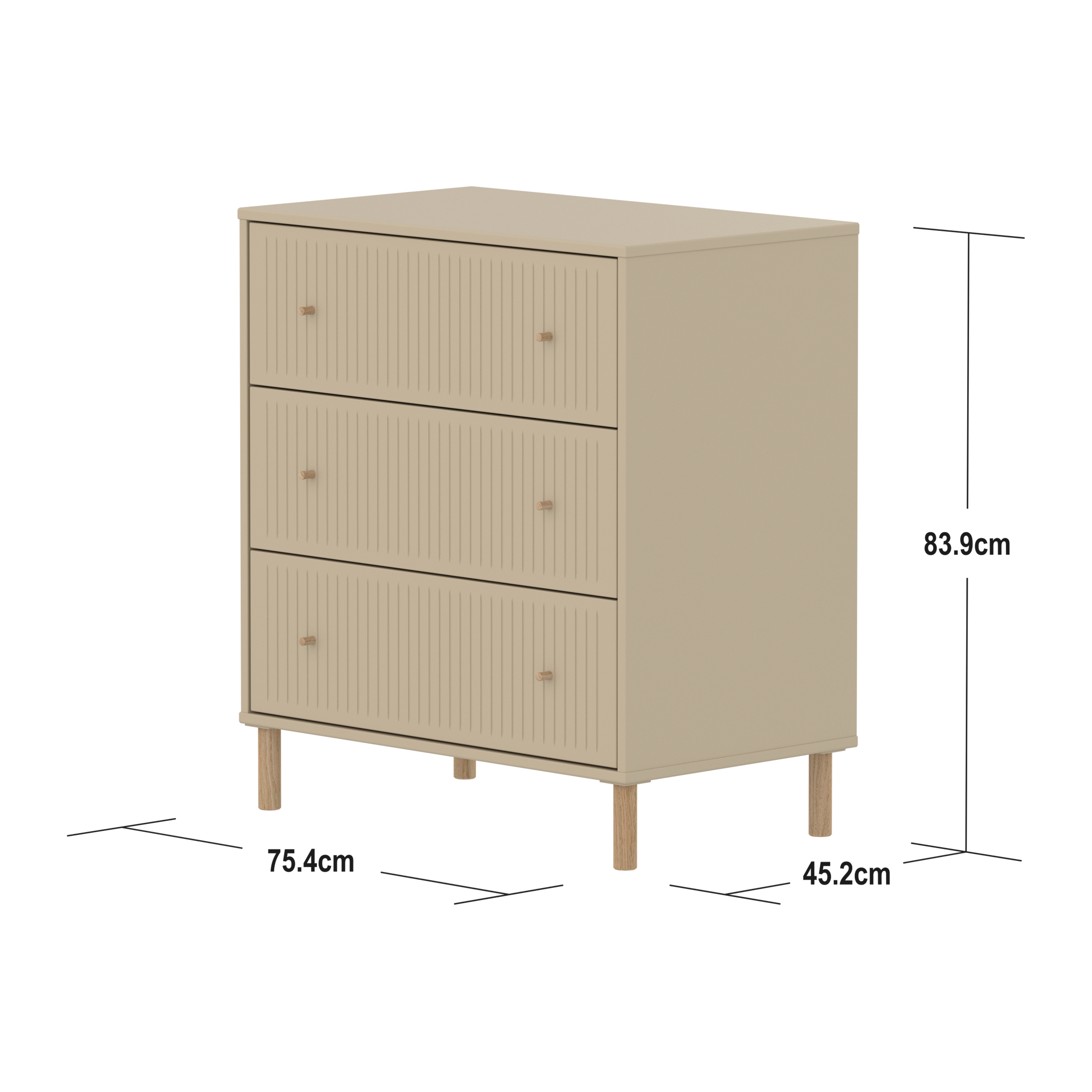 SAGA Chest of Drawers (Oak Legs with Grooves)