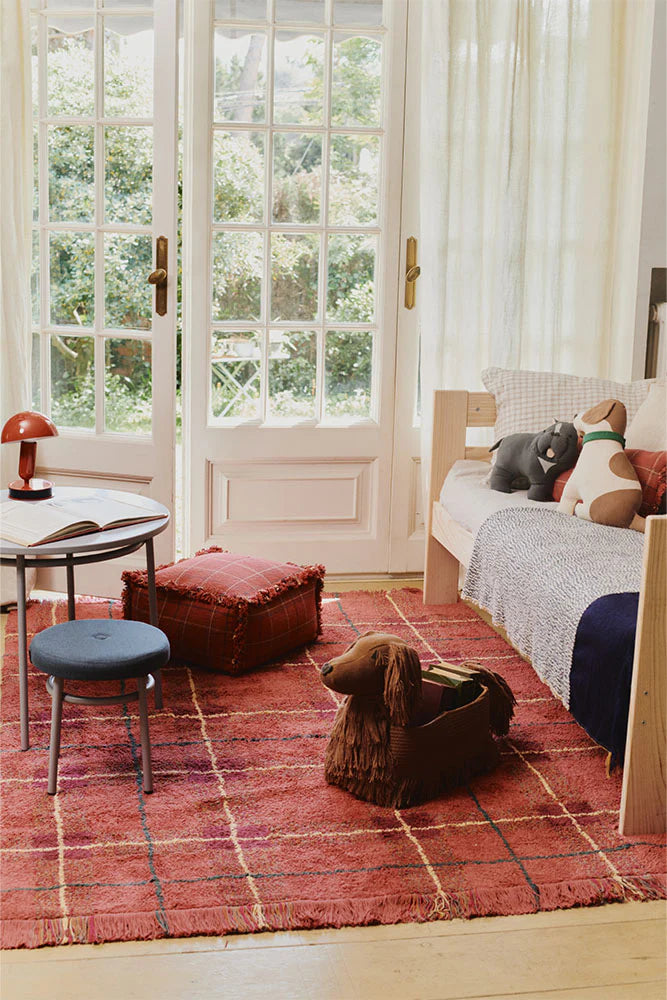 WASHABLE RUG TARTAN VINTAGE RED