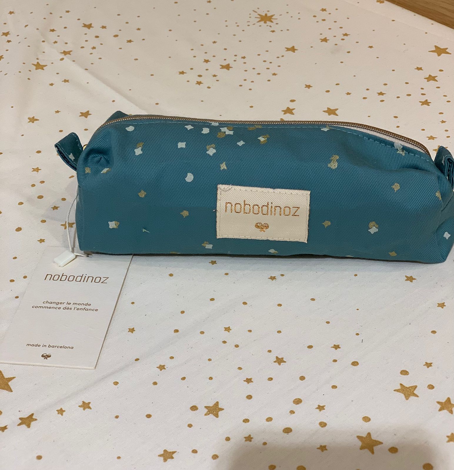 TOO COOL PENCIL CASE in GOLD CONFETTI/ MAGIC GREEN